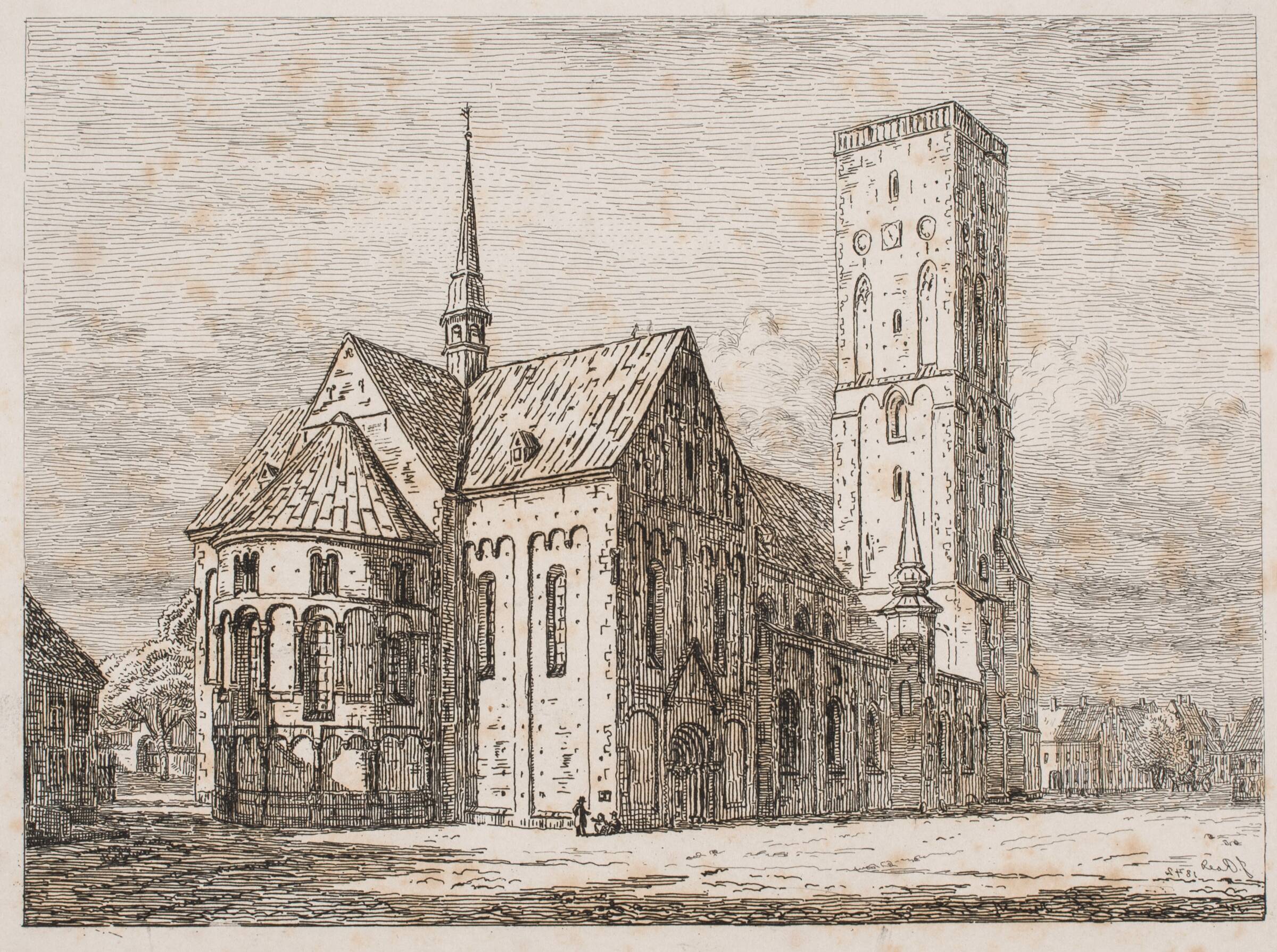 Ribe Domkirke fra den nordøstlige side, Jørgen Roed, 1842