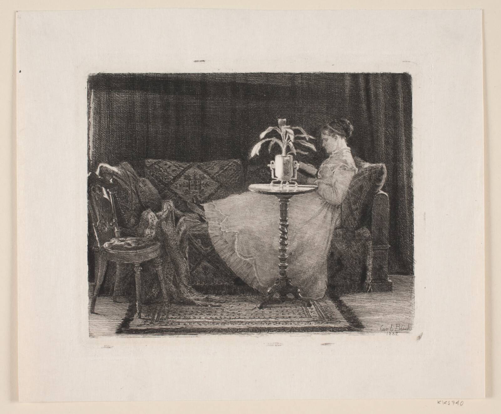 Læsende dame, Carl Bloch, 1882