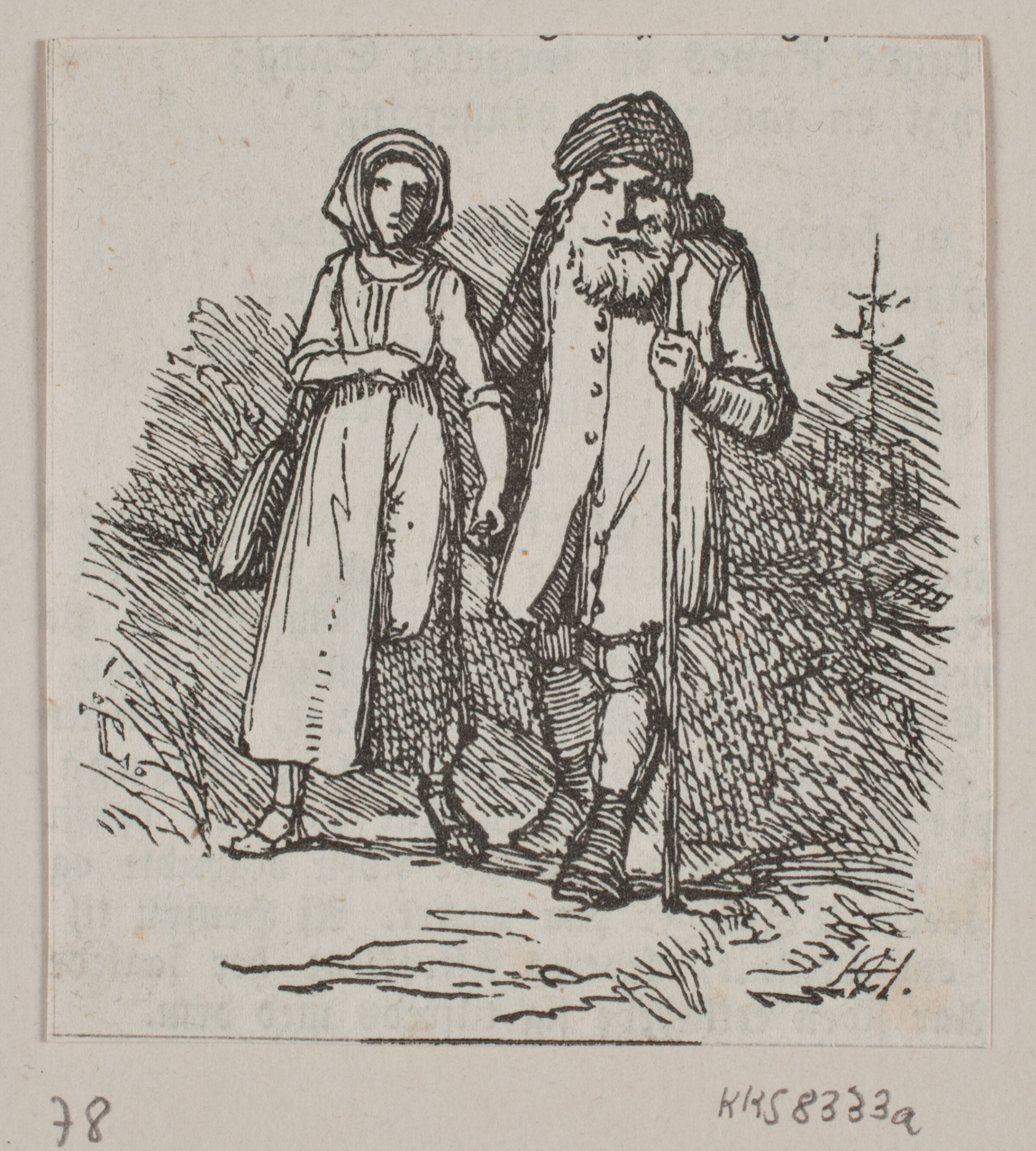 En gammel mand og en ung kvinde, H.C. Henneberg, 1857