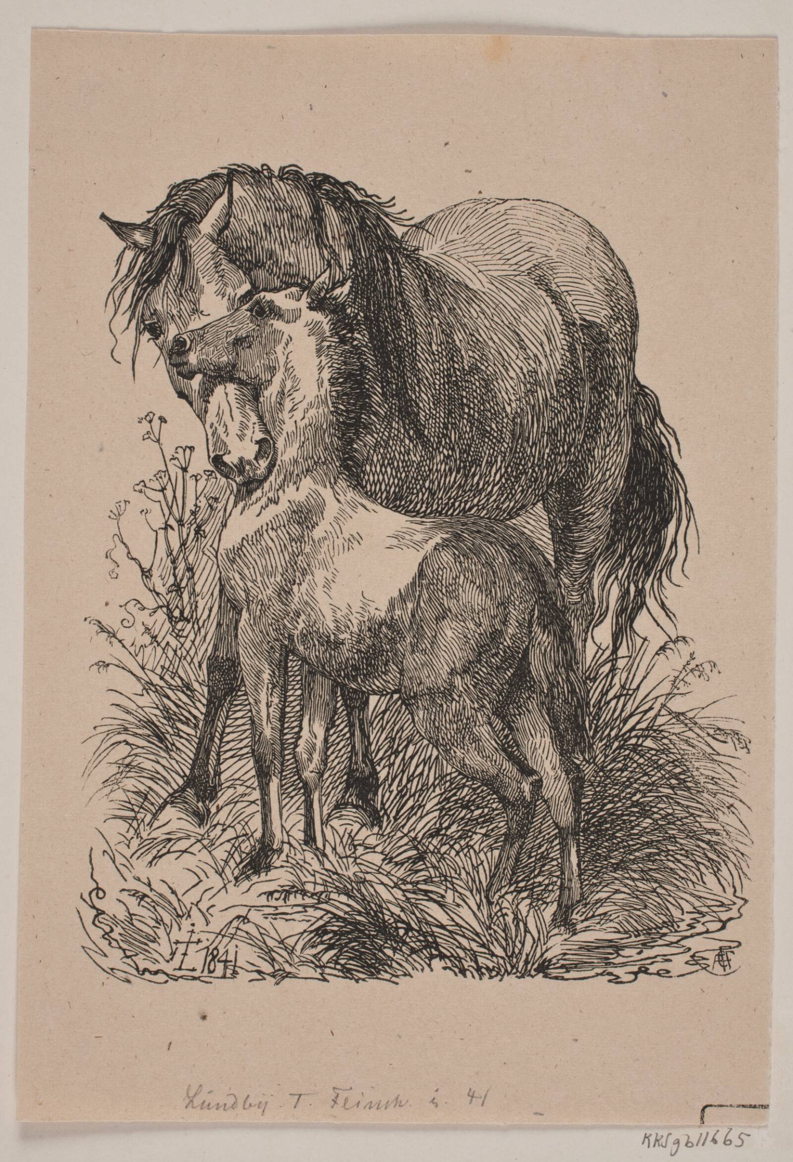 Hoppen og føllet, Andreas Flinch, 1841