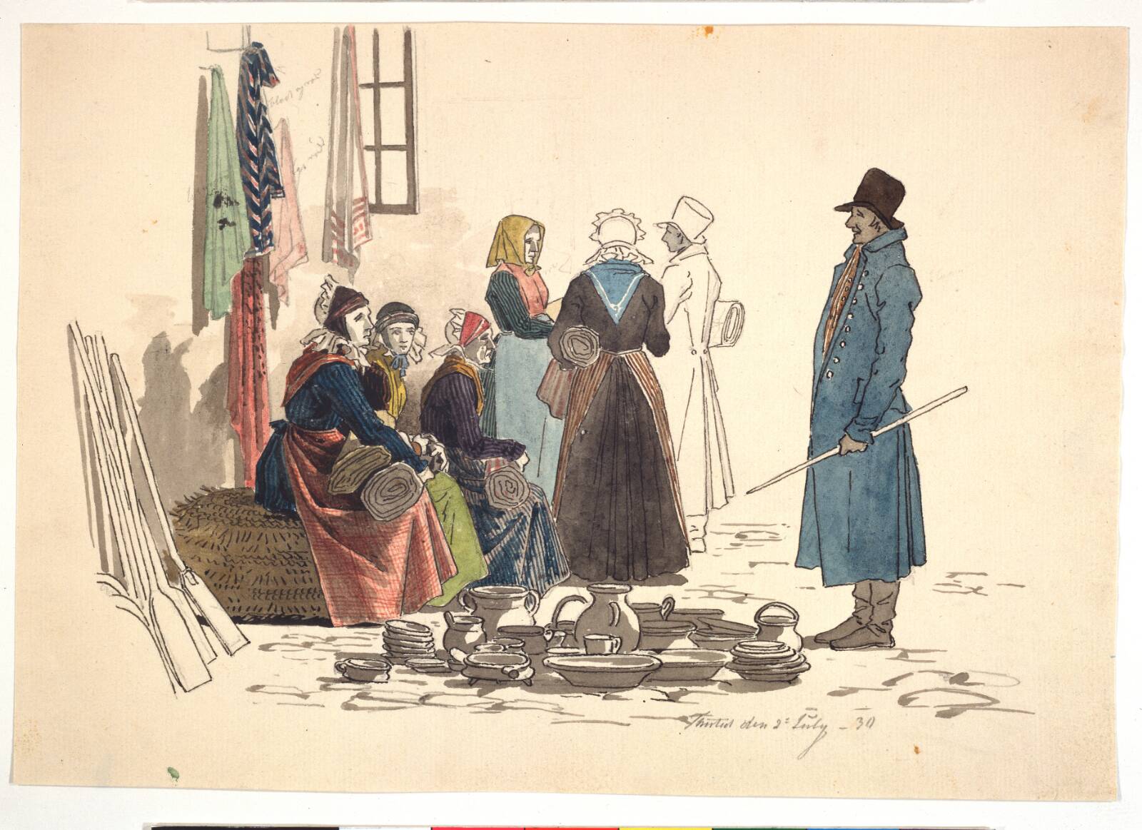 Scene fra torvepladsen i Thisted, Martinus Rørbye, 1830