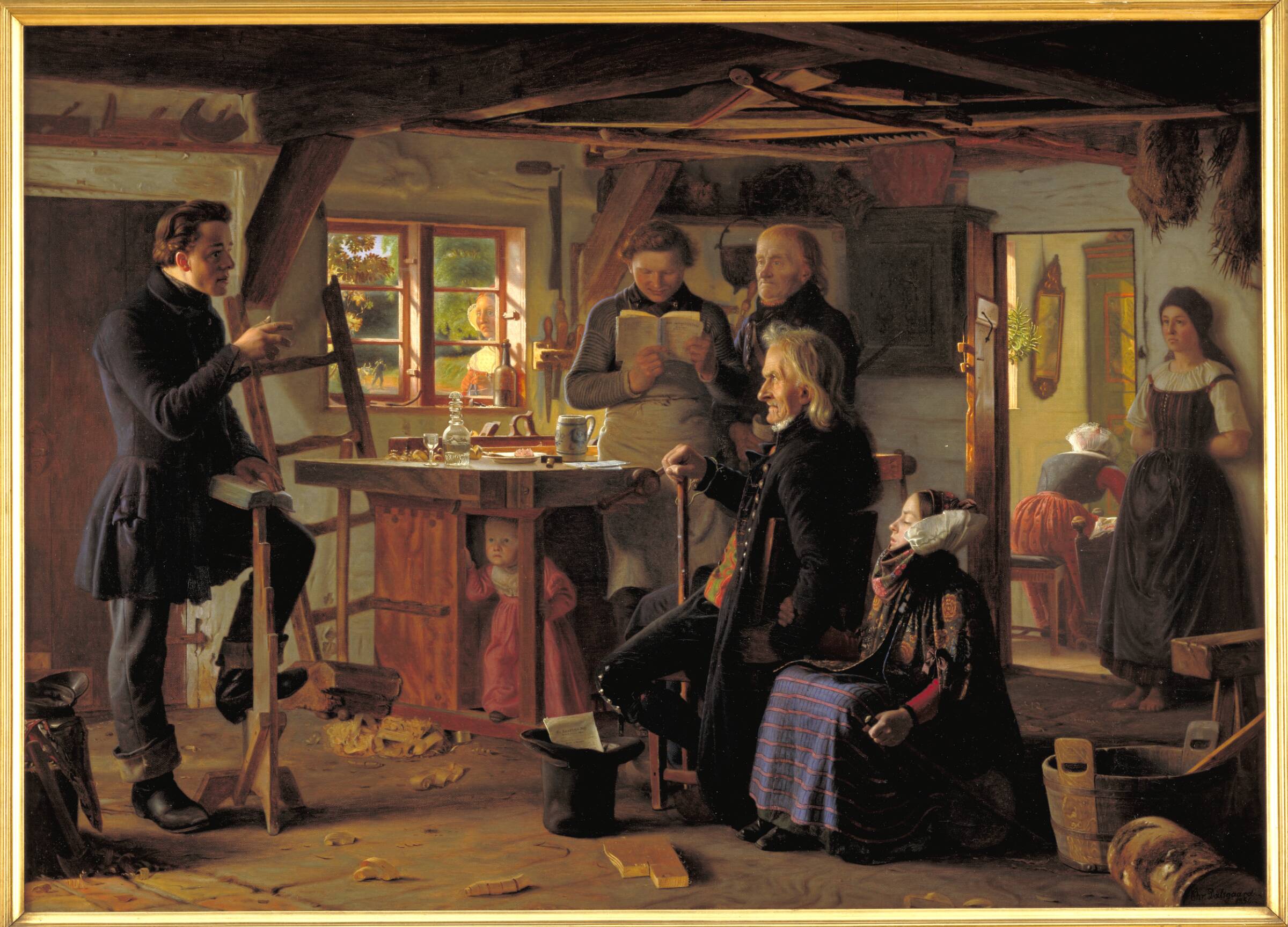 Mormoner på besøg hos en tømrer på landet, Christen Dalsgaard, 1856