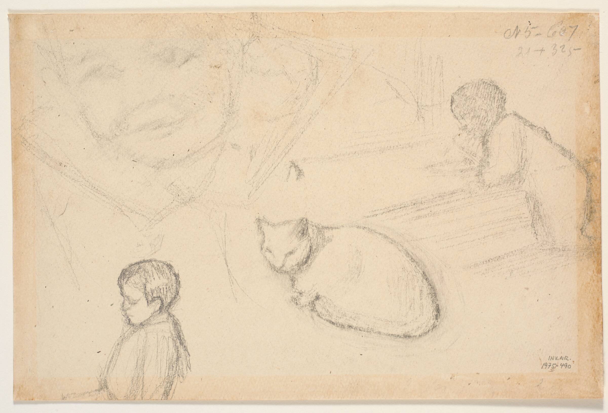 Forskellige skitser af børn og en kat, Niels Bjerre, 1901
