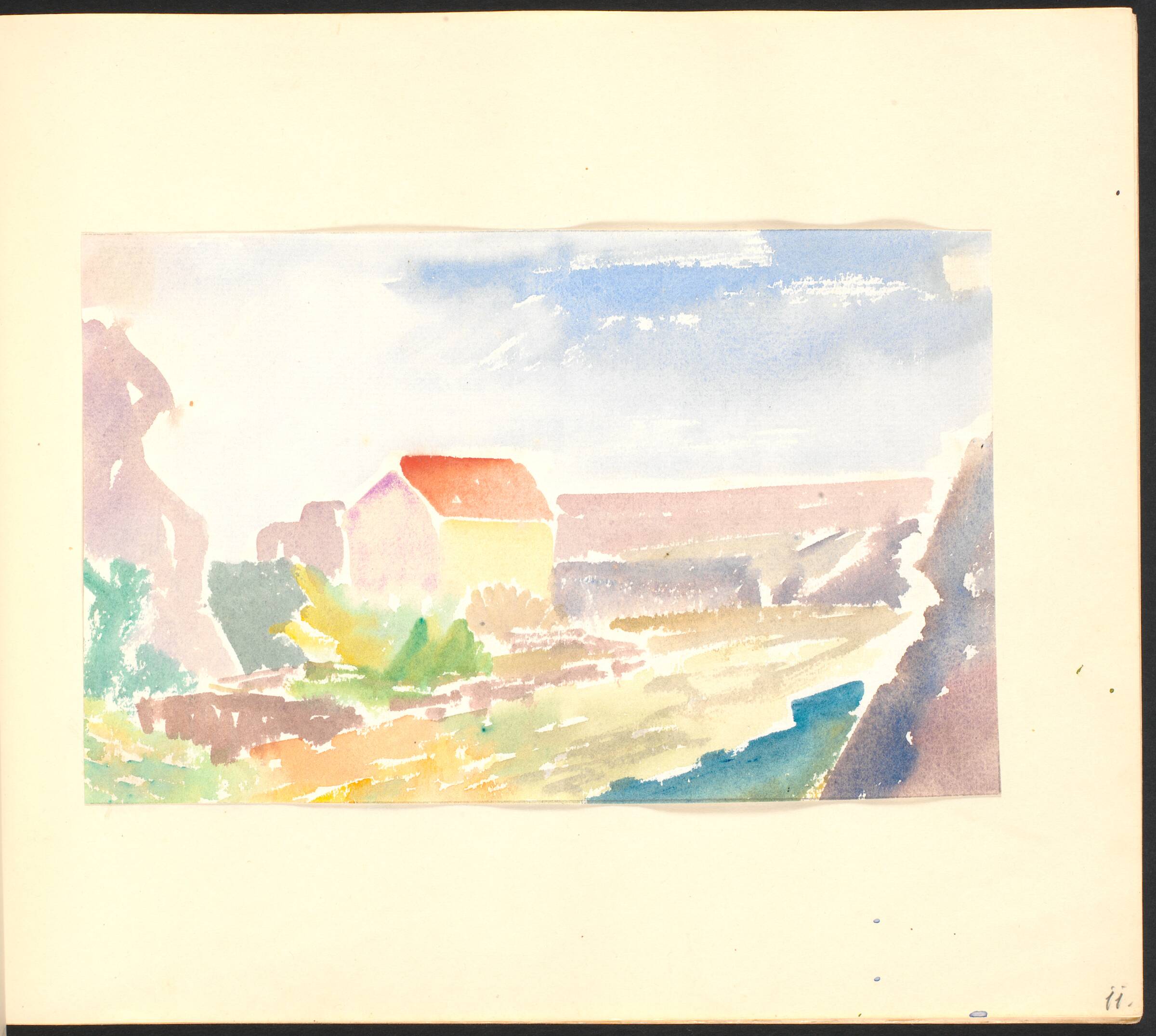 Hus med rødt tag, Johannes Frederiksen, 1944