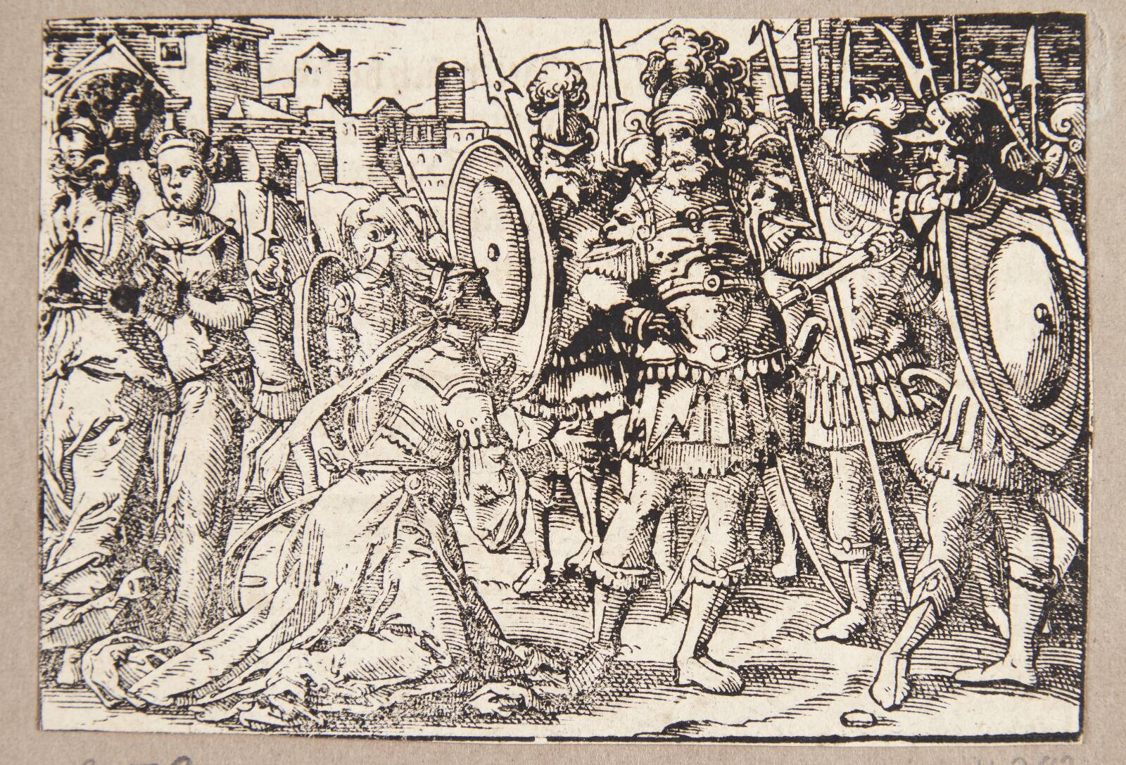 Sofonisba knæler og bønfalder Masinissa, Tobias Stimmer, 1574