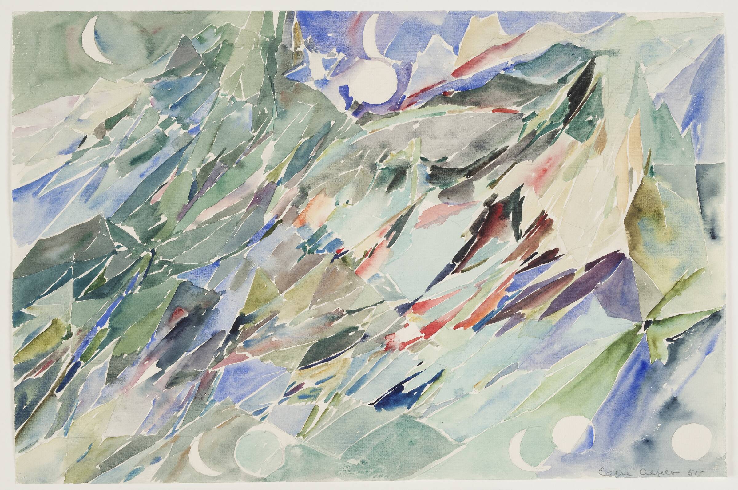 August-nat. Dolomitterne, Else Alfelt, 1951