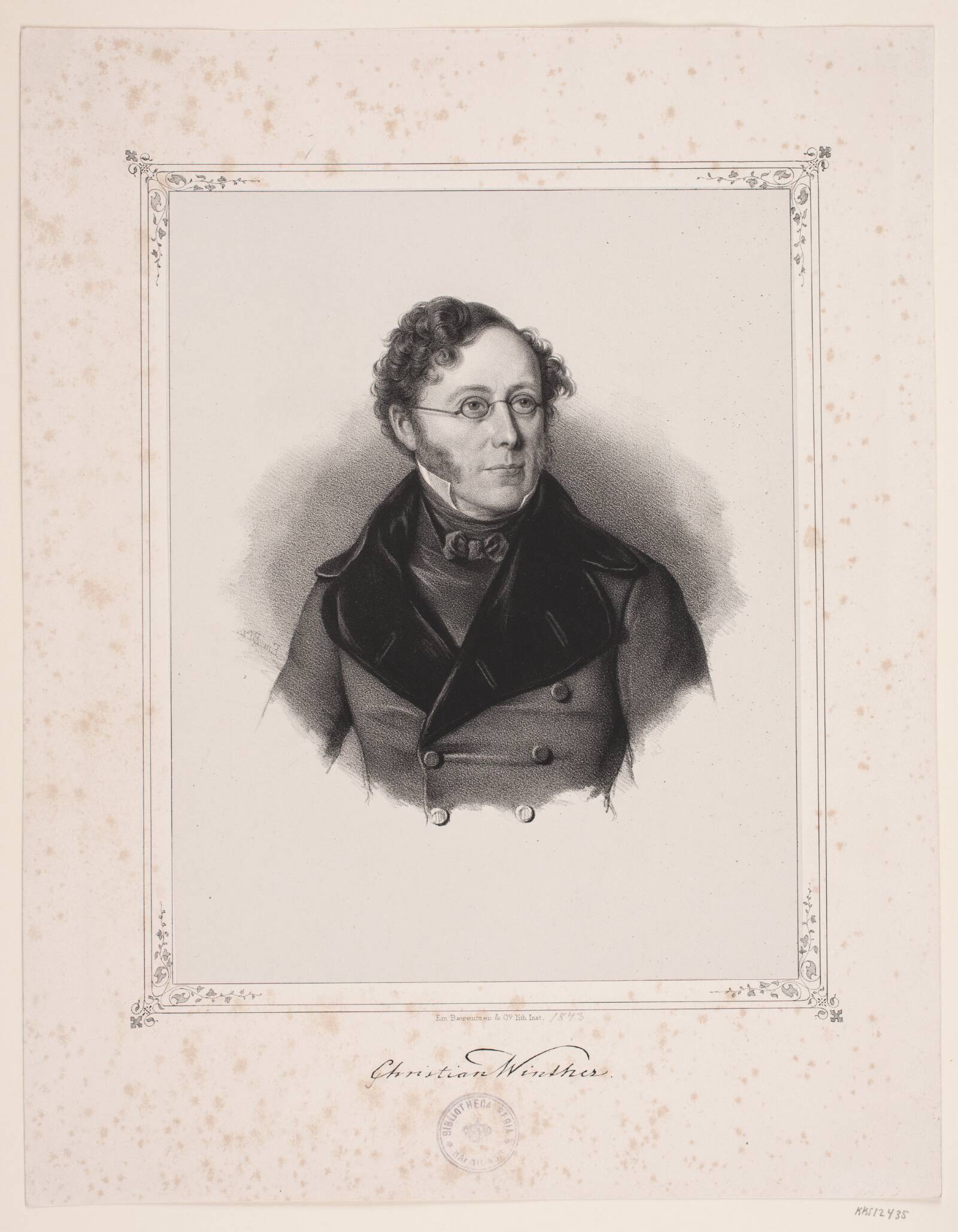 Christian Winther, Emil Ditlev Bærentzen, 1843