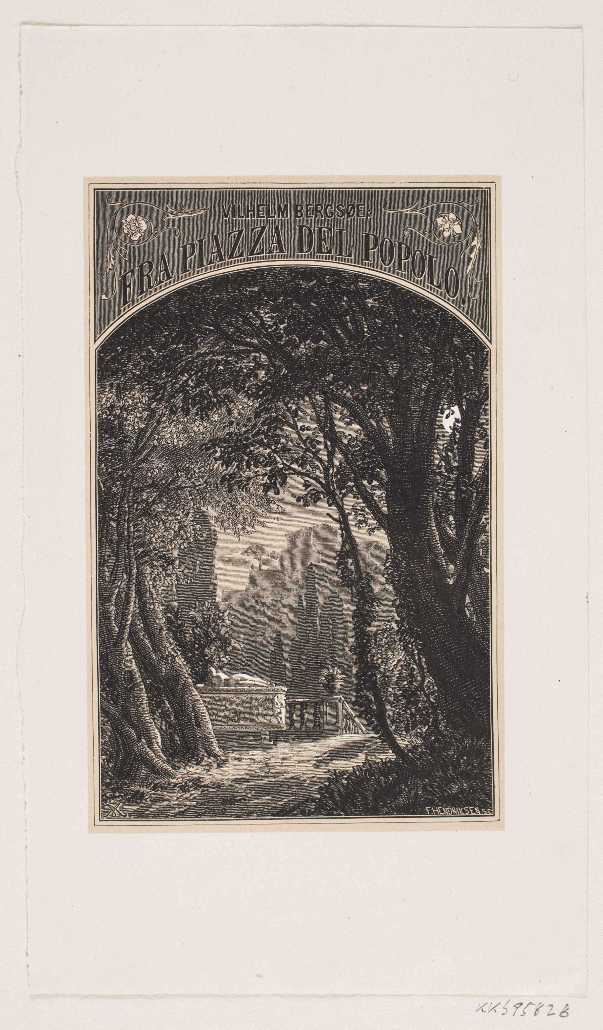 Omslag til Vilhelm Bergsøe, "Fra Piazza del Popolo", F. Hendriksen, 1866