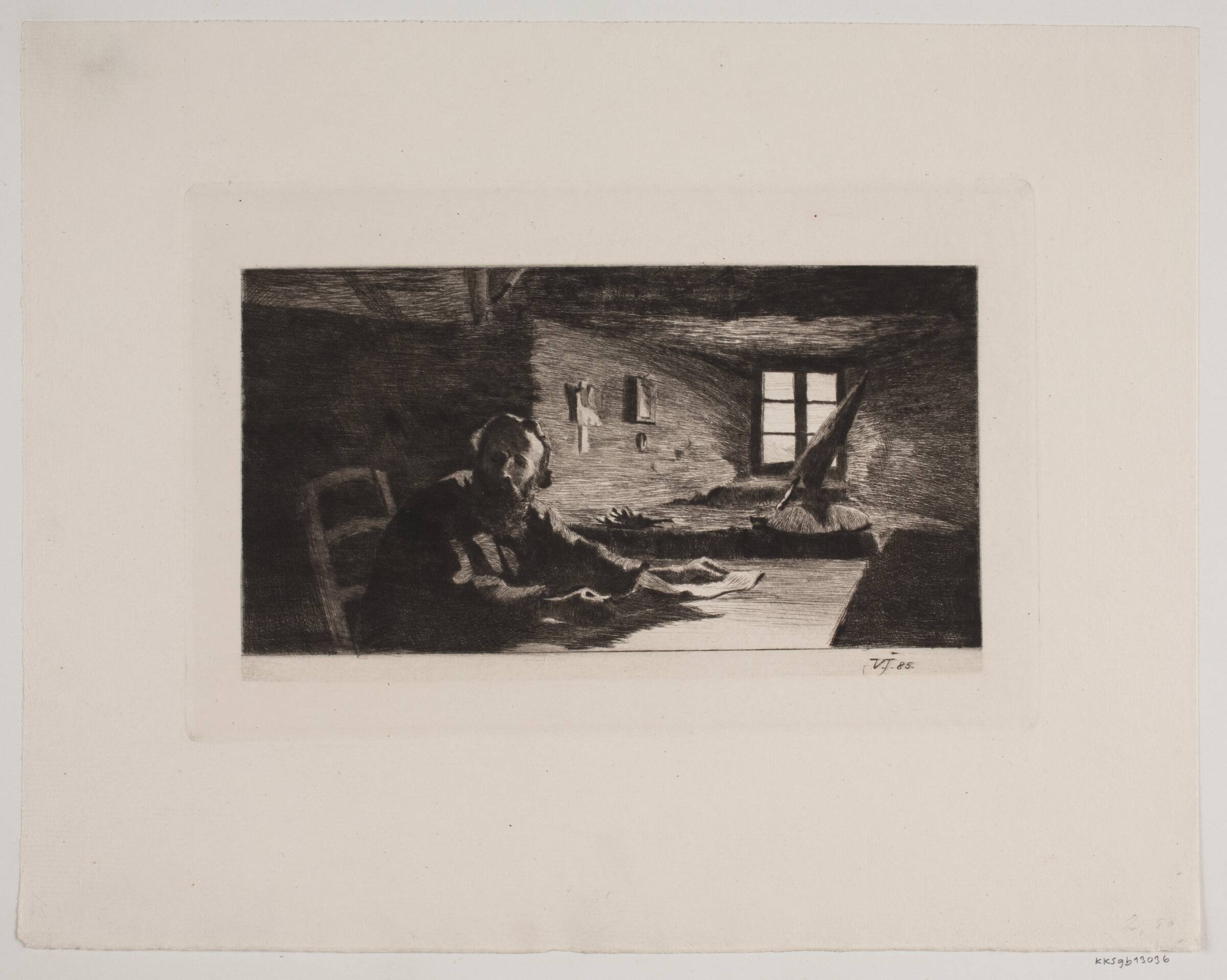 Interiør med gammel mand, Viggo Jastrau, 1885