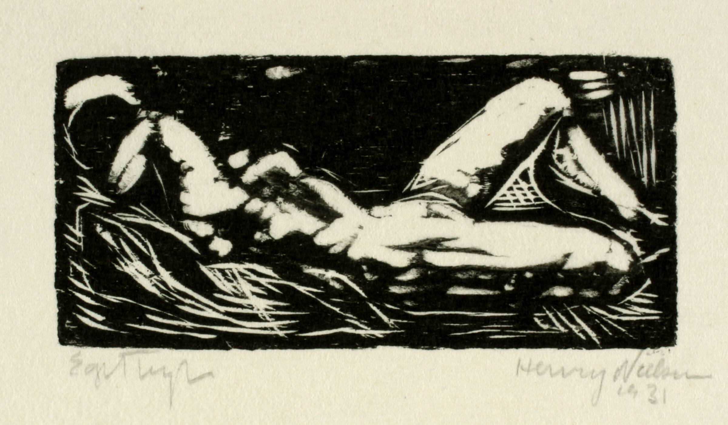 Liggende kvindelig model, Henry Nielsen, 1931