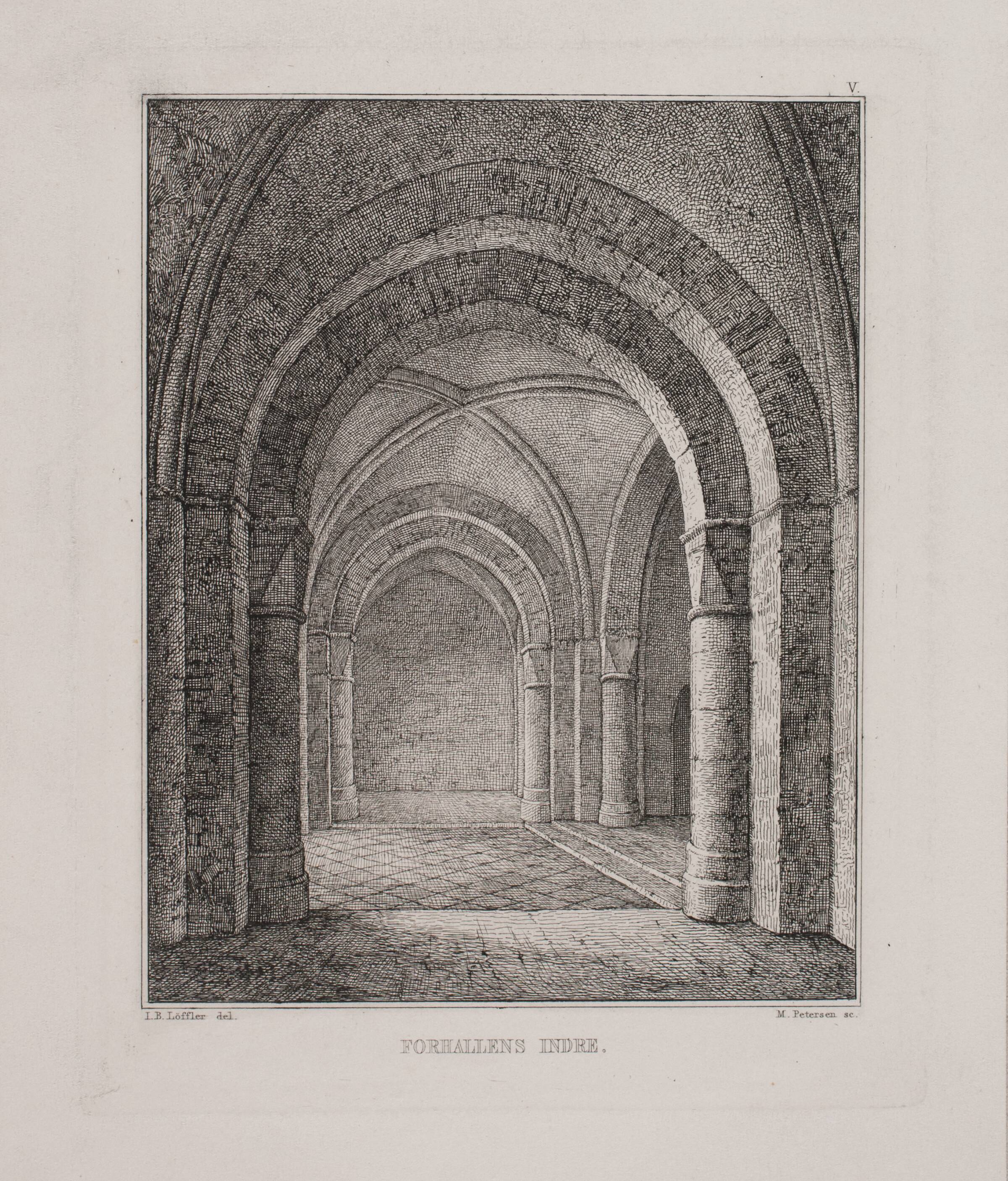 Bergen klosterkirke. Forhallens indre, Julius Magnus-Petersen, 1834-1866
