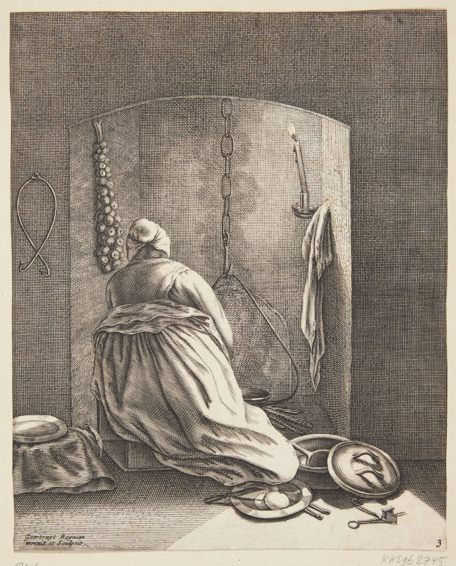 En kvinde, der laver mad, Geertruyt Roghman, 1640-1647
