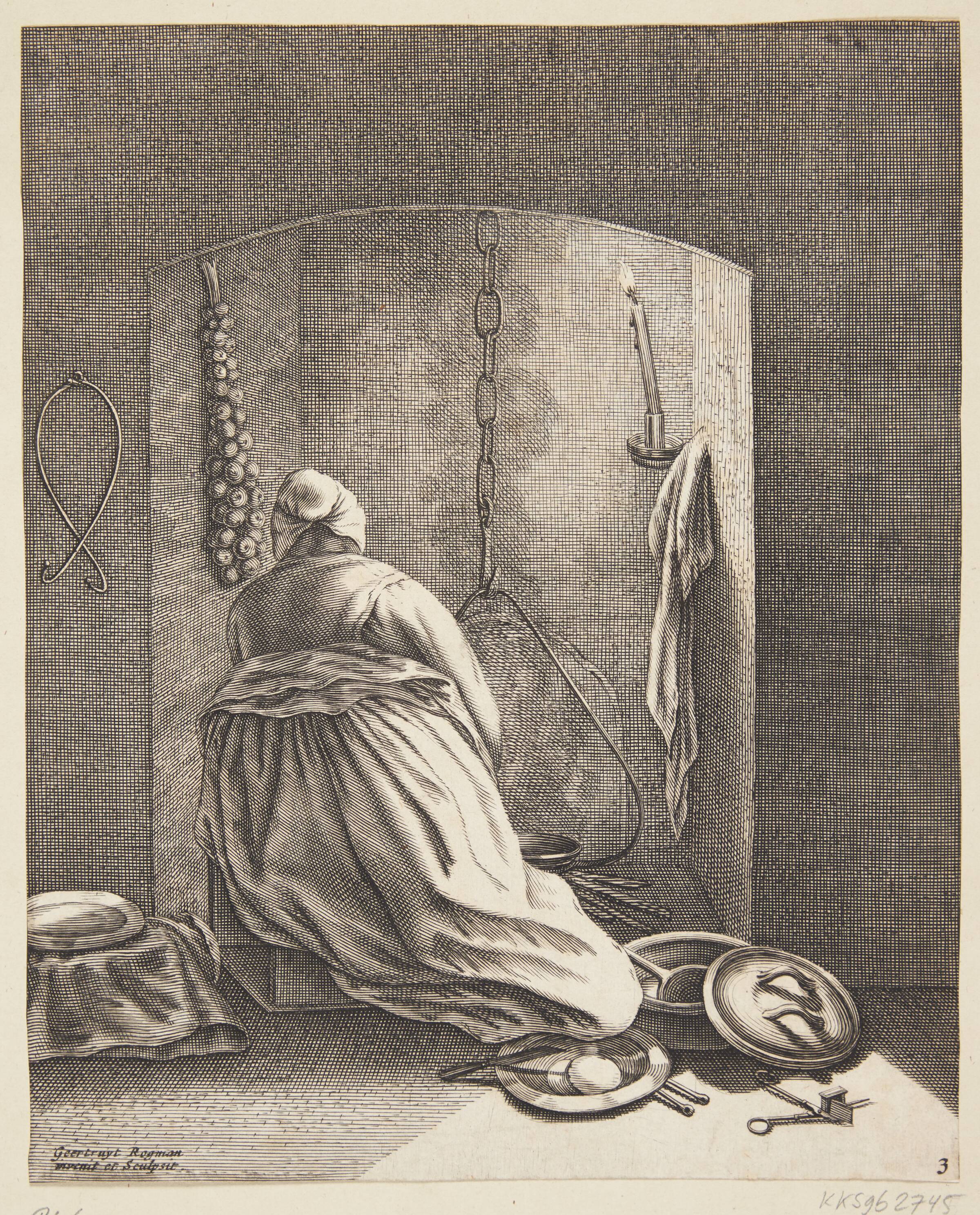 En kvinde, der laver mad, Geertruyt Roghman, 1640-1647