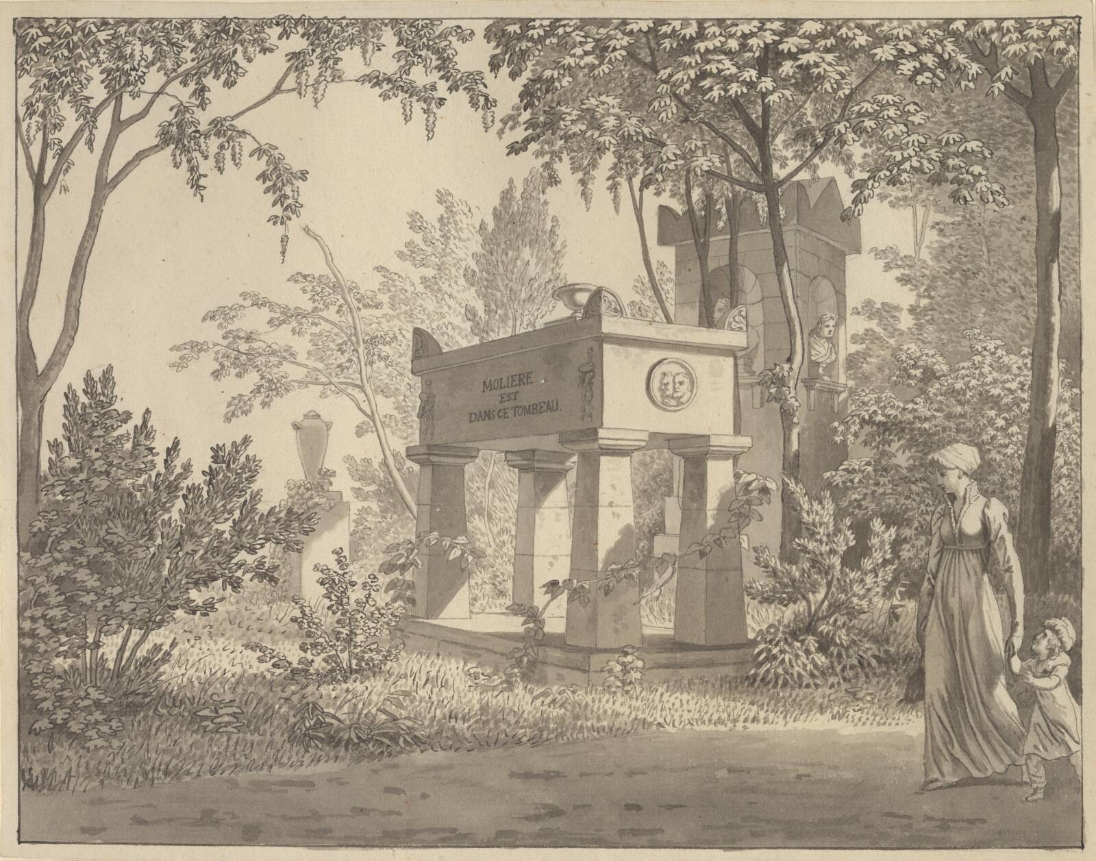 Molières sarkofag i Jardin Elysée, C.W. Eckersberg, 1783-1853