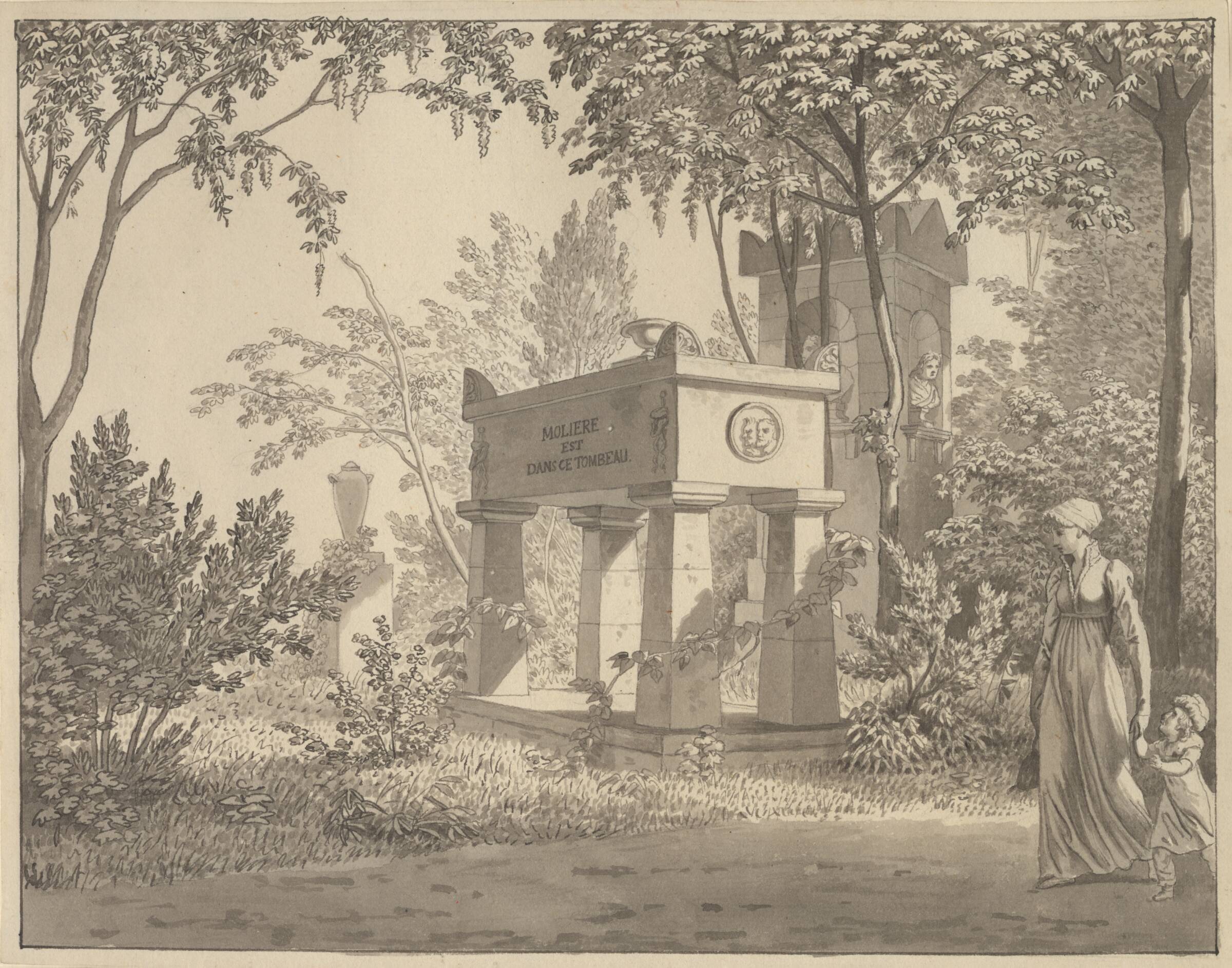 Molières sarkofag i Jardin Elysée, C.W. Eckersberg, 1783-1853