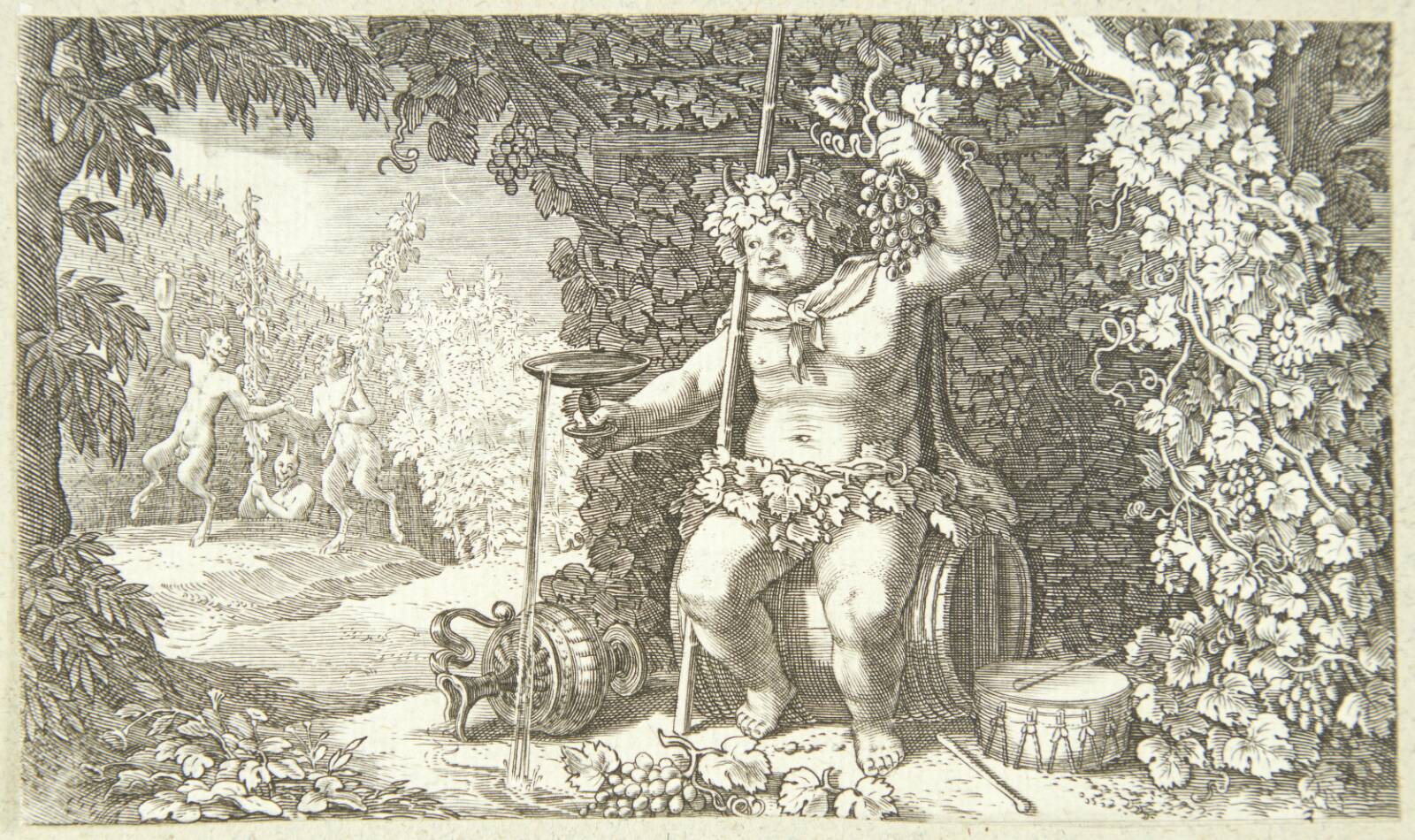 Bakkus som vinens gud, Jacob Matham, 1616