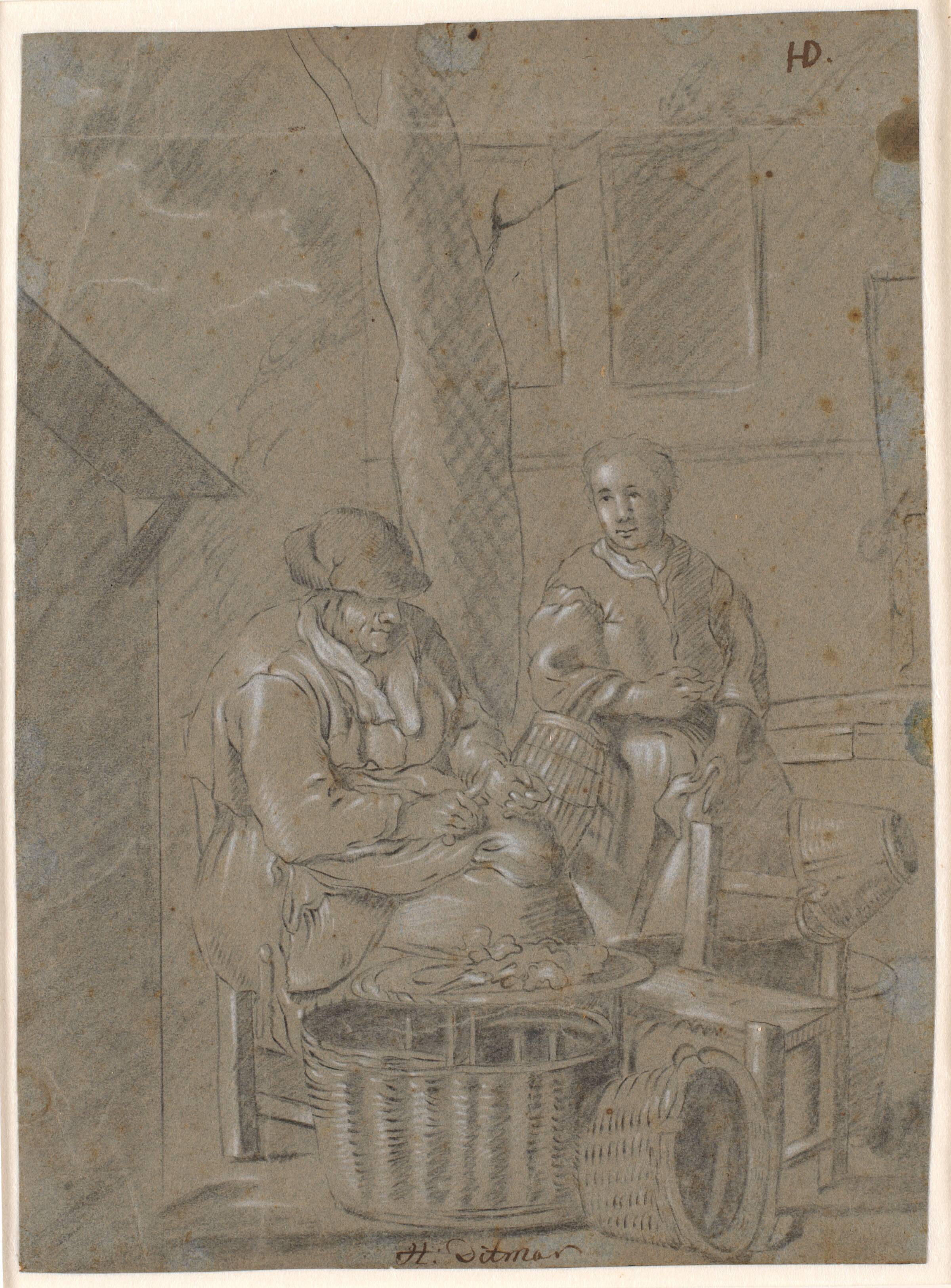 To koner med huslige gøremål, Heinrich Dittmers, 1625-1677