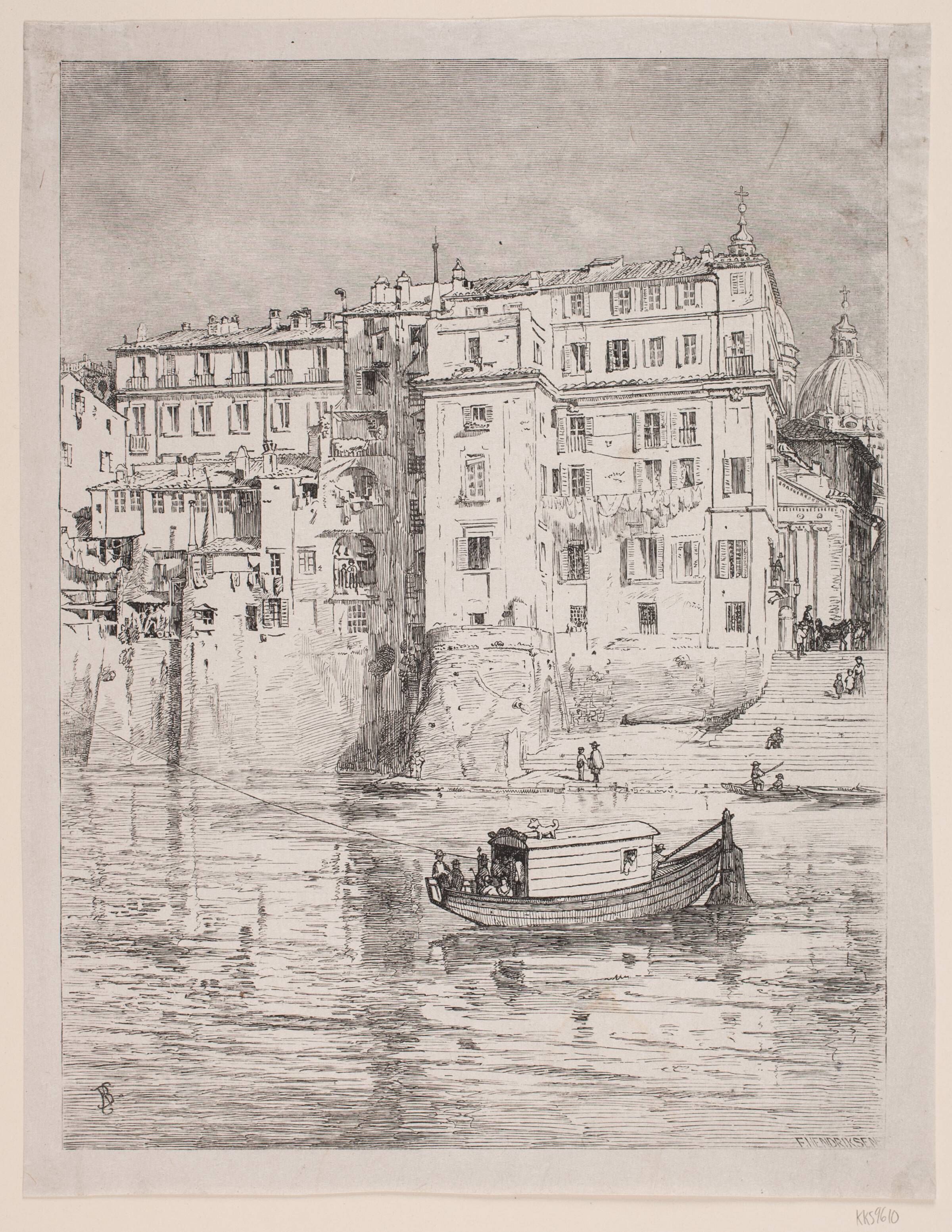 Færge over Tiberen, Balzer Dahl, 1825-1893