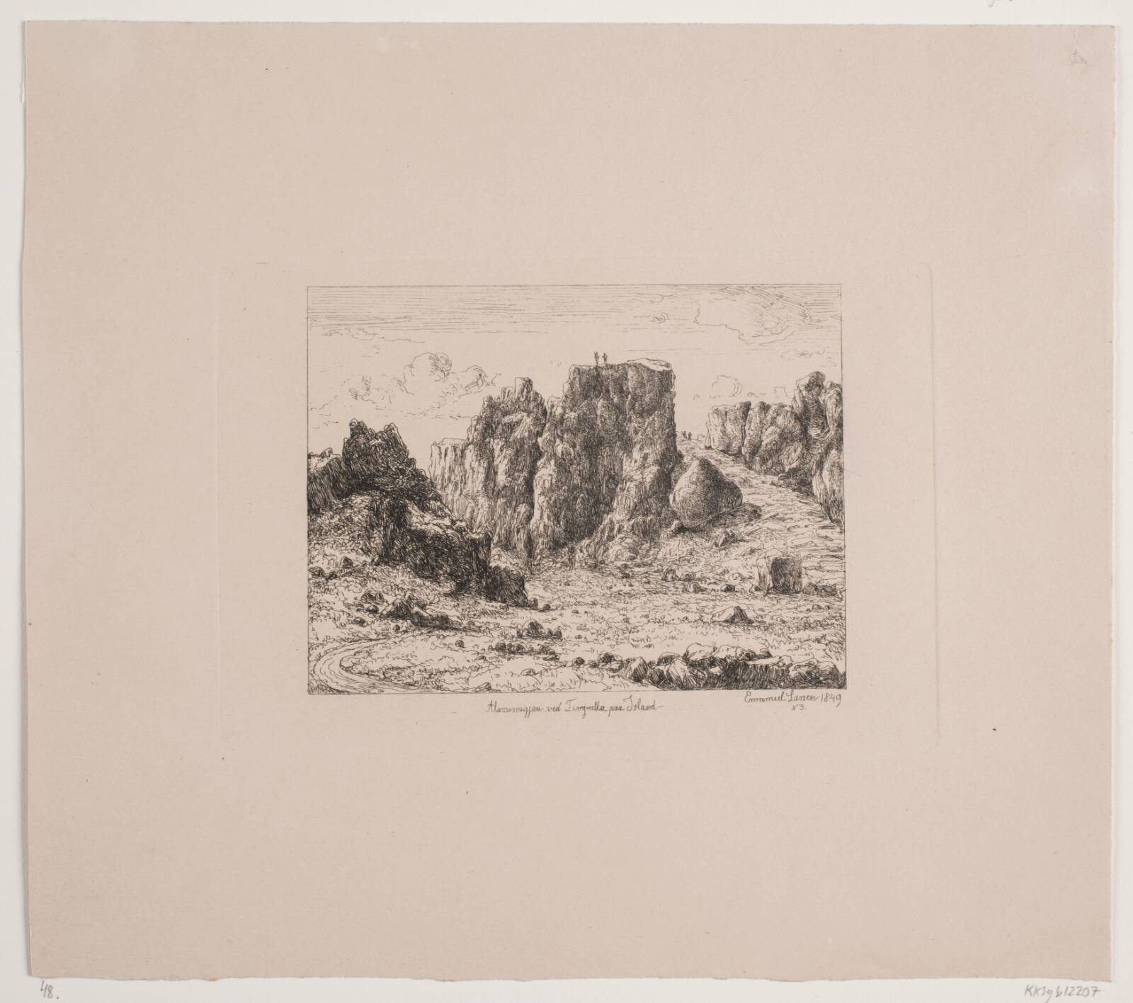Almannagja ved Tingvalla, Emanuel Larsen, 1849