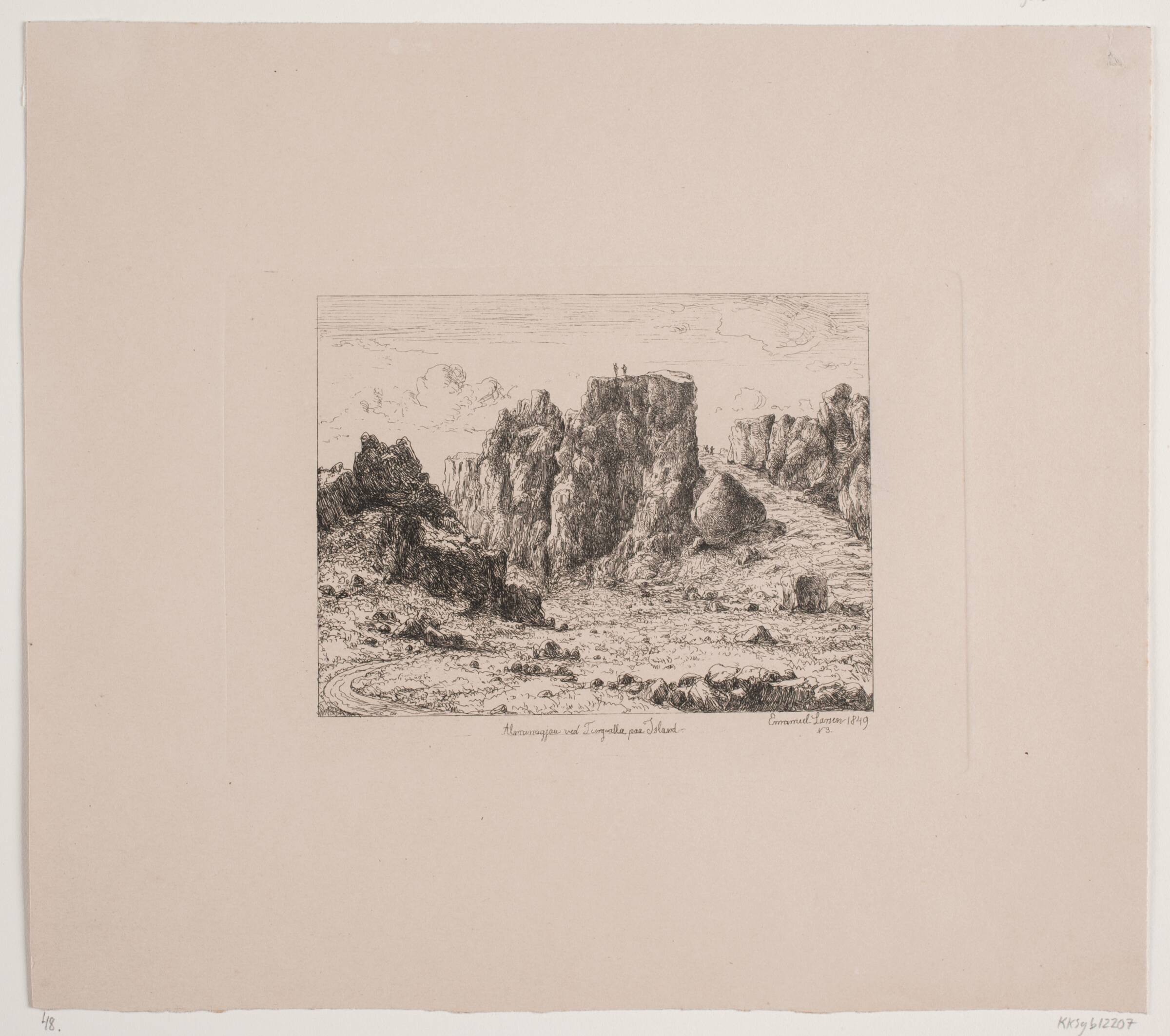 Almannagja ved Tingvalla, Emanuel Larsen, 1849