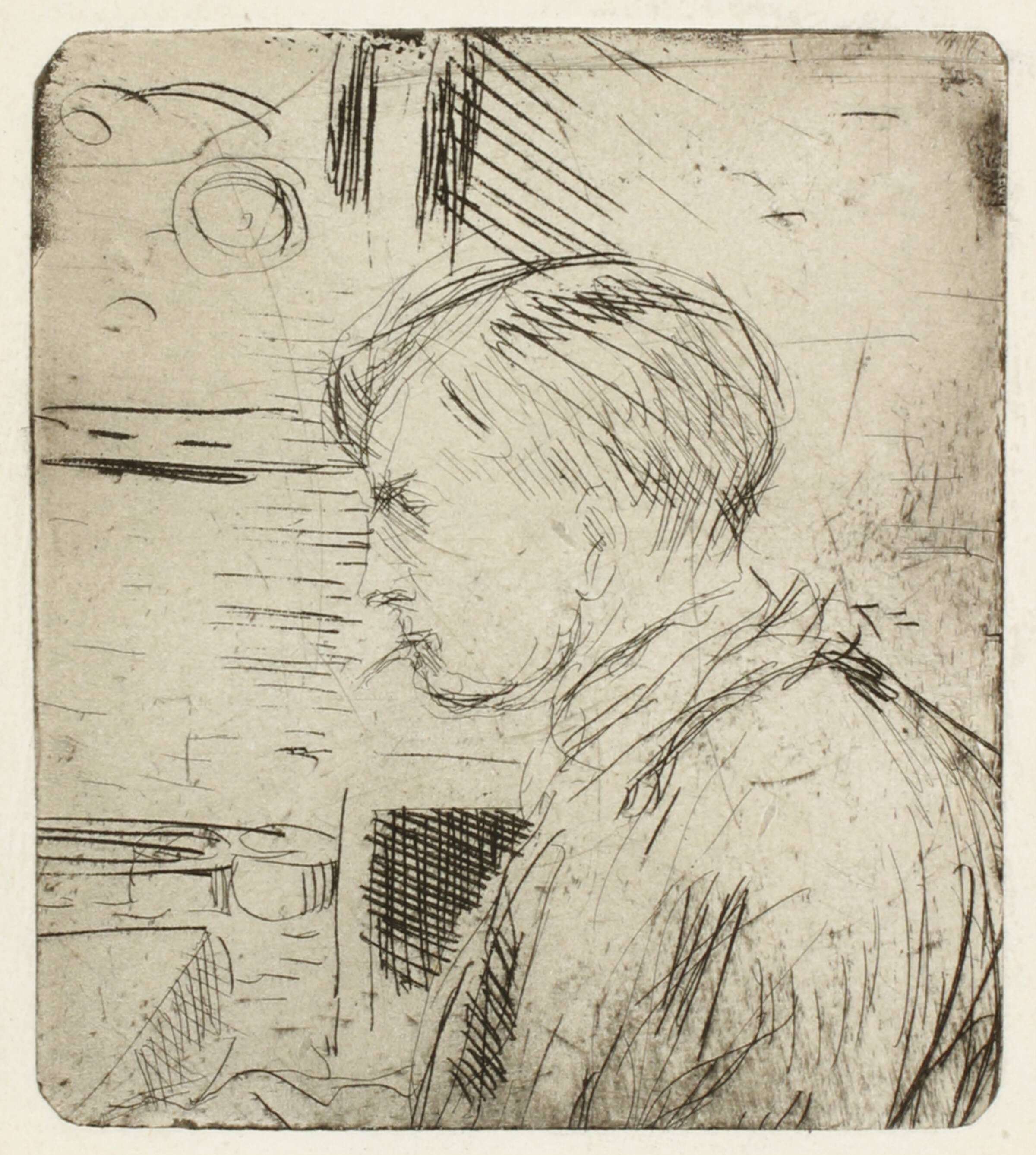 Portræt af Søren Hjort Nielsen i profil mod venstre, Holger J. Jensen, 1925