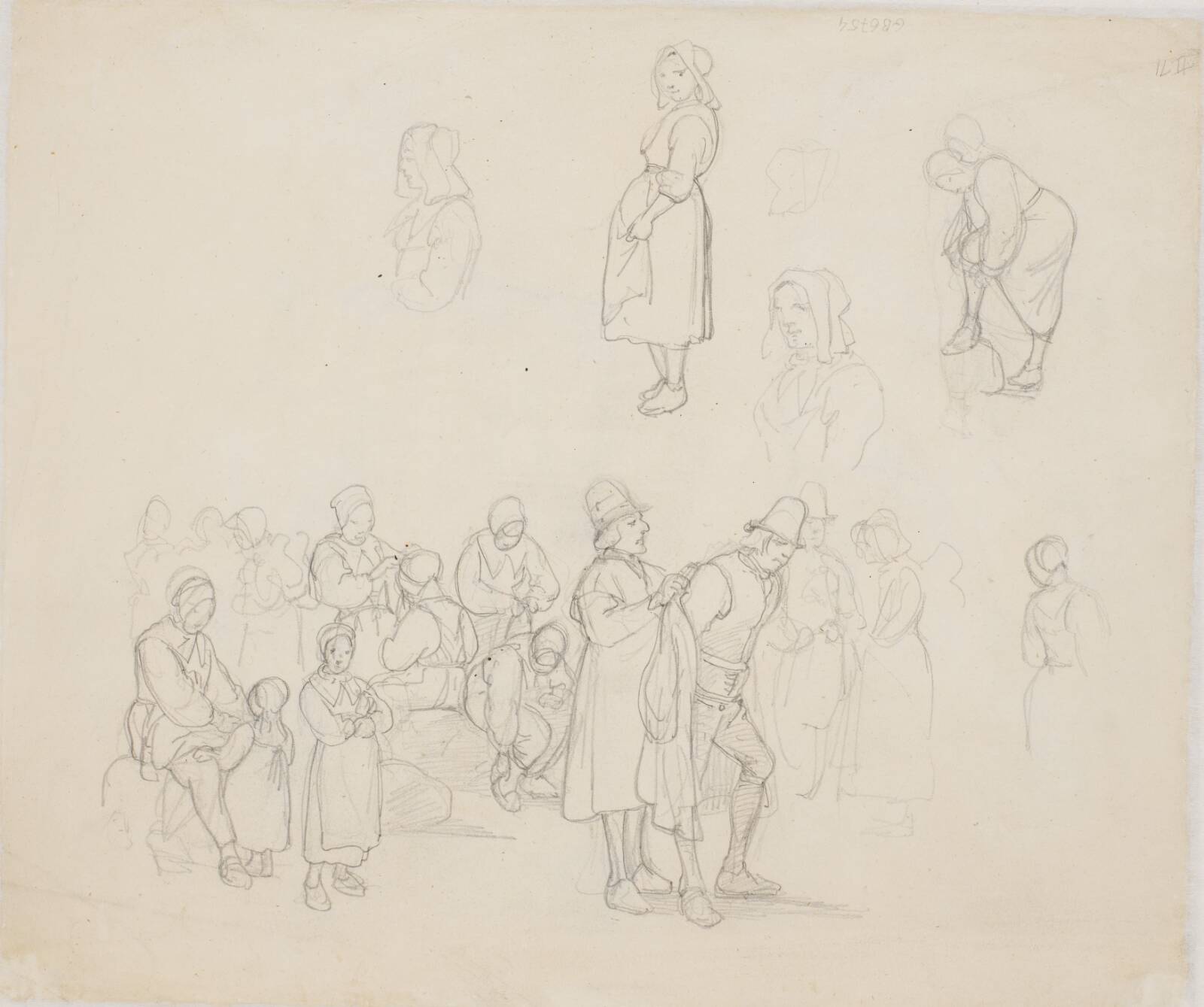 Studieblad med Dalarfolk, Wilhelm Marstrand, 1851