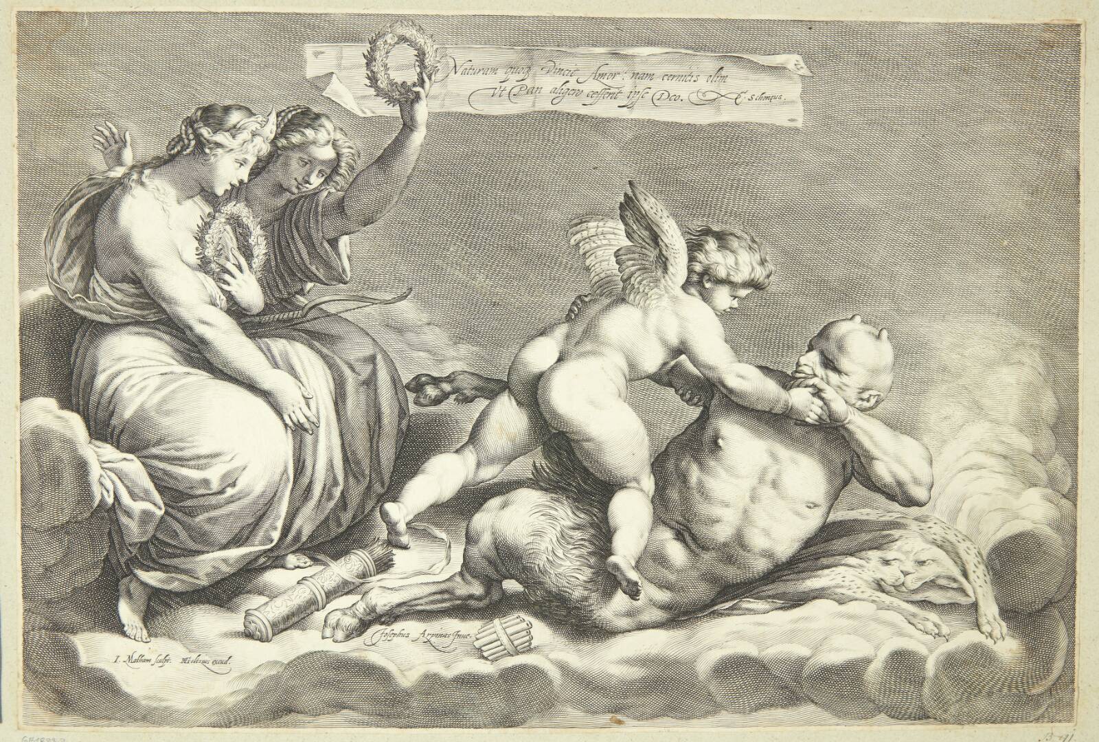 Amor besejrer Pan, Jacob Matham, 1594-1597