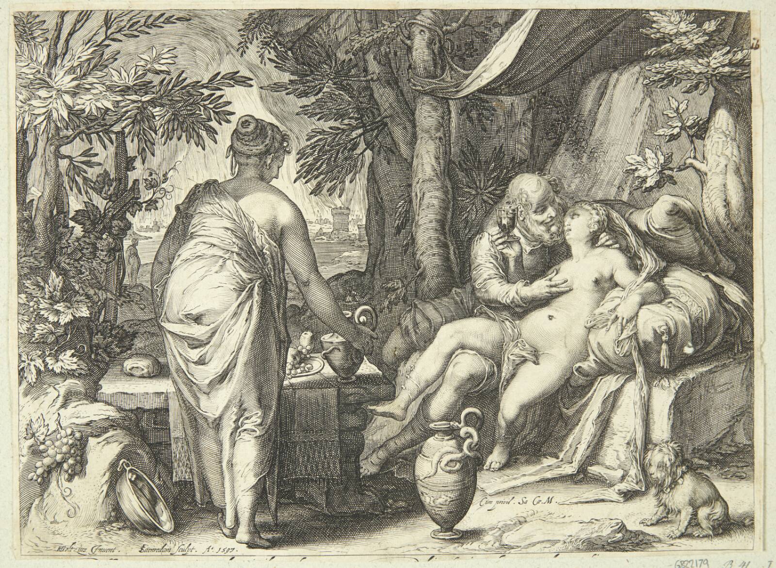 Lot og hans døtre, Jan Saenredam, 1597