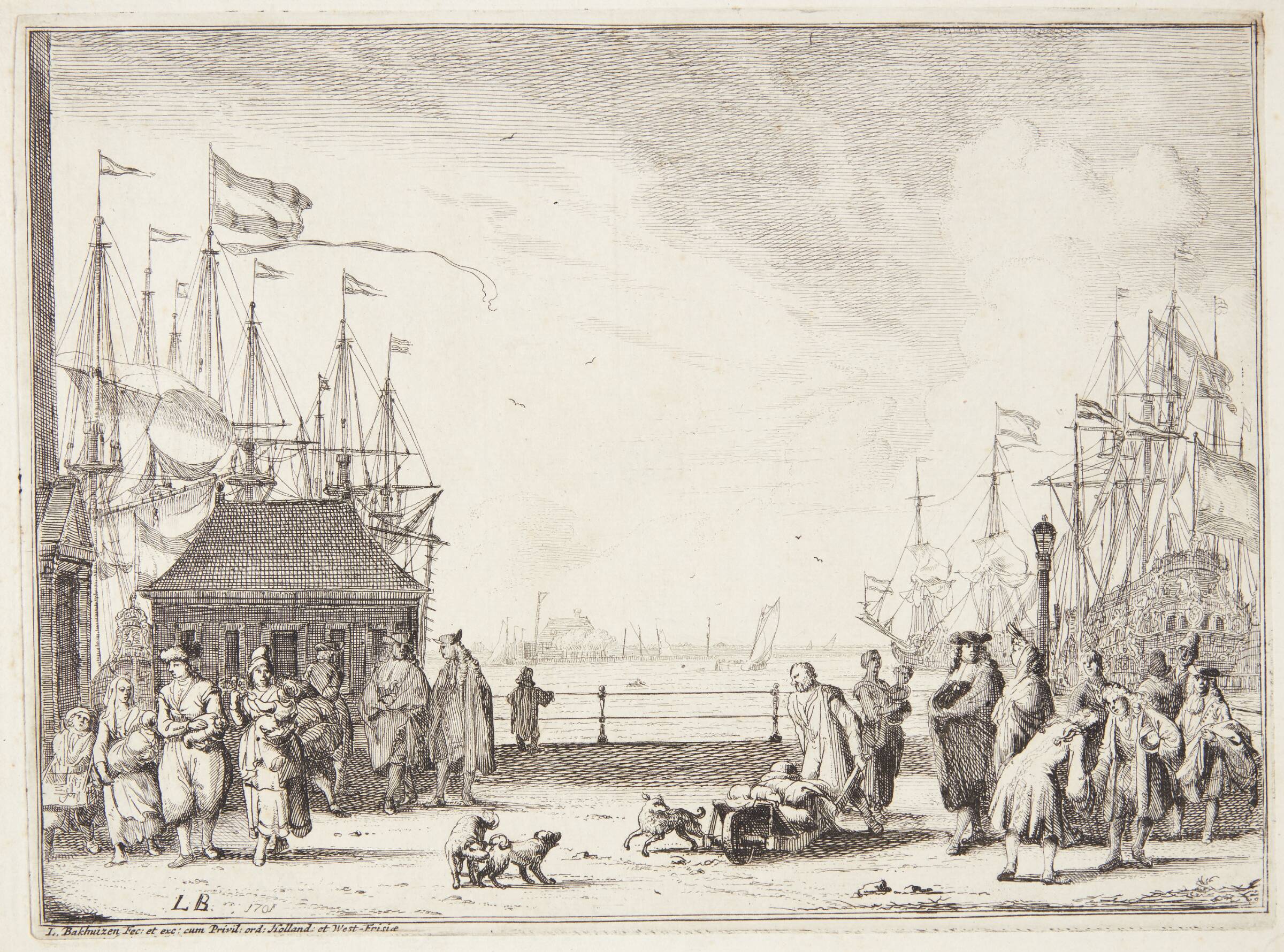 Befolket havnekaj, Ludolf Bakhuizen, 1701