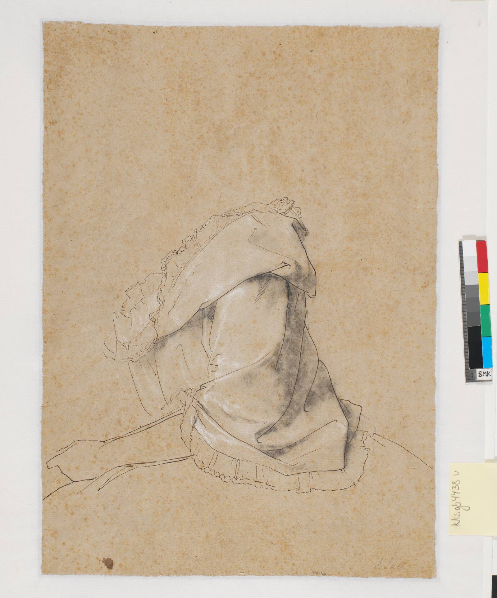 Studie af en dames mantille, Jens Juel, 1777-1779