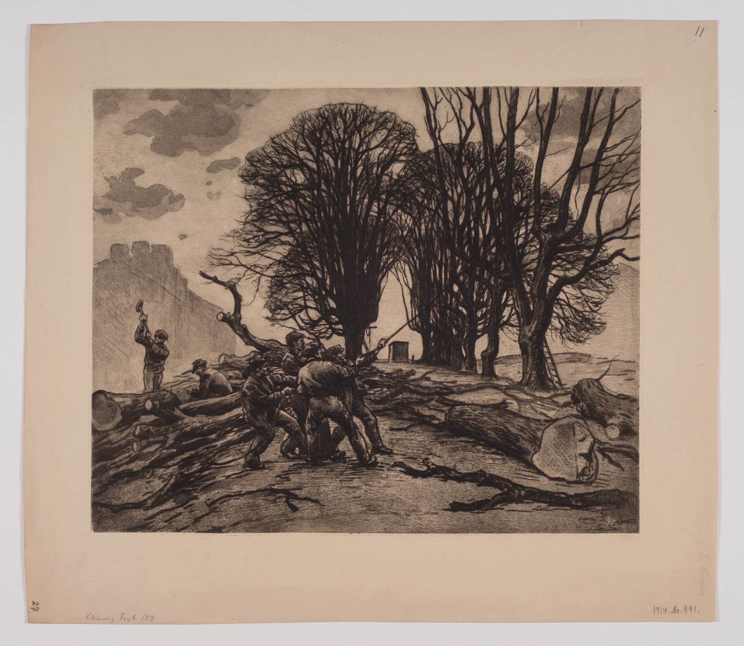 Træerne fældes på volden, Emil Krause, 1914