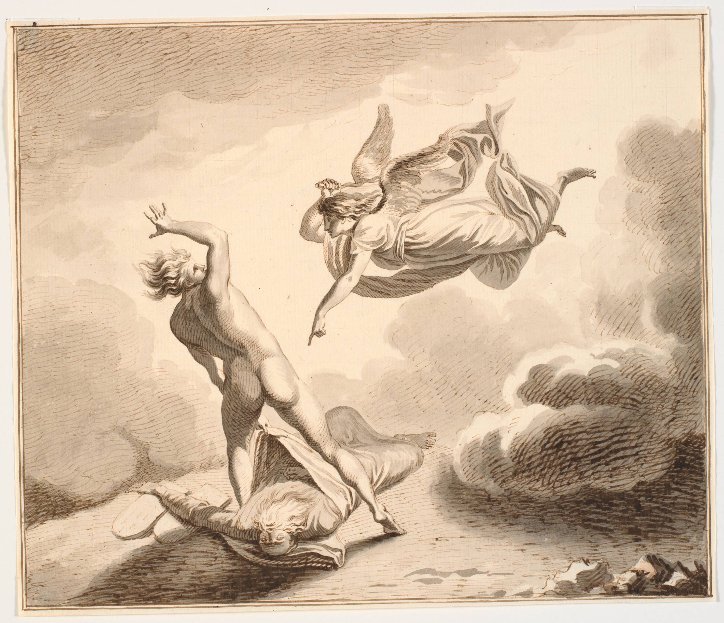 Ærkeenglen Mikael og Satan strides om Moses' lig, J.F. Clemens, 1782-1831