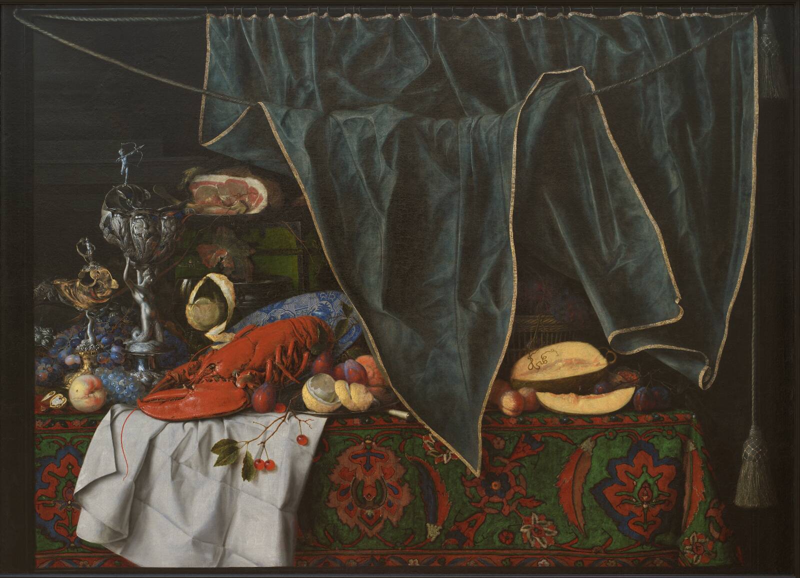 Trompe l'Oeil with Breakfast Piece and Goblets, by Cornelius Norbertus Gijsbrechts, 1672