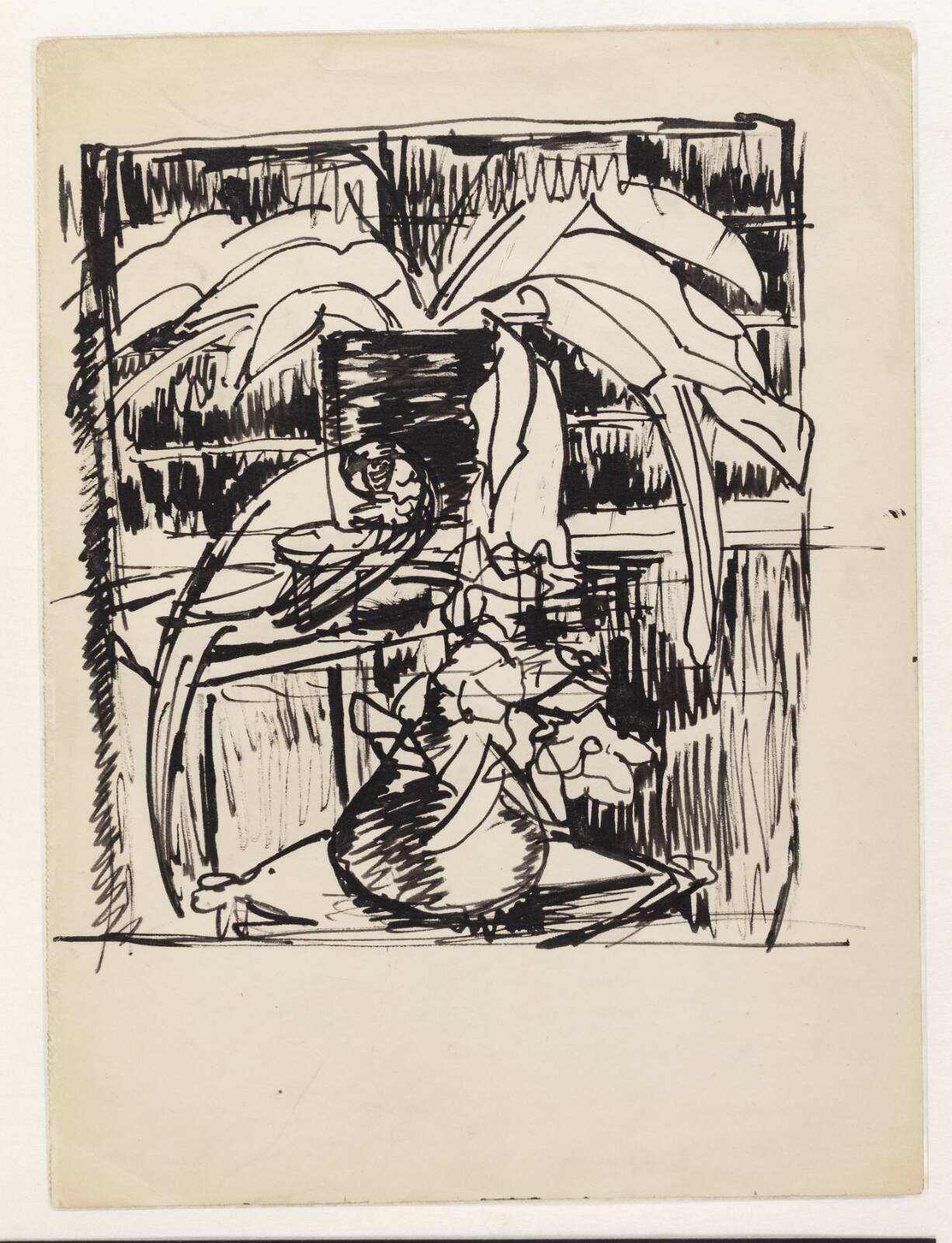 Nature morte med planter og en papegøje, by Astrid Holm, 1876-1937