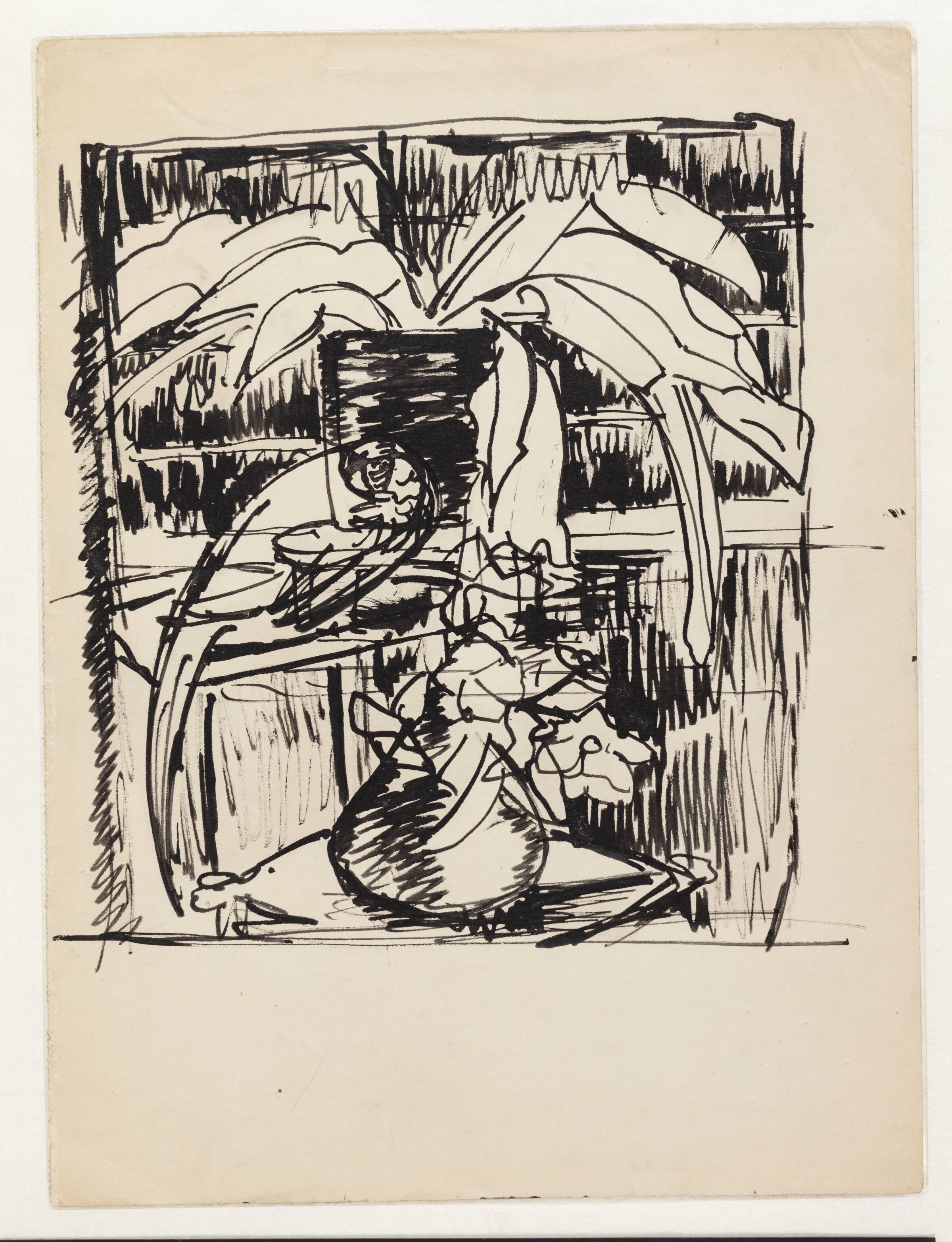 Nature morte med planter og en papegøje, Astrid Holm, 1876-1937