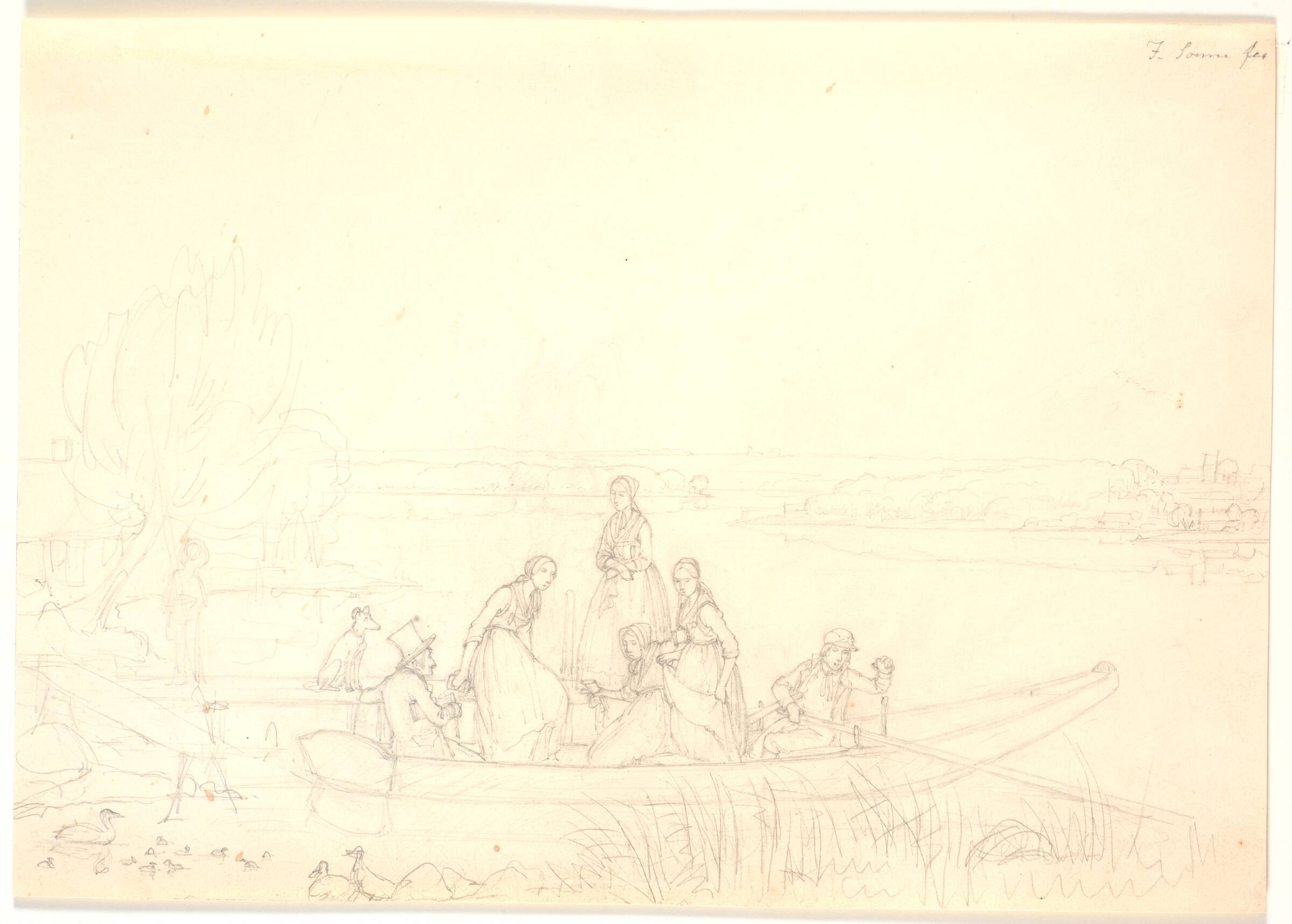 Søndag morgen. En familie i færd med at tage til kirke, Jørgen V. Sonne, 1801-1846