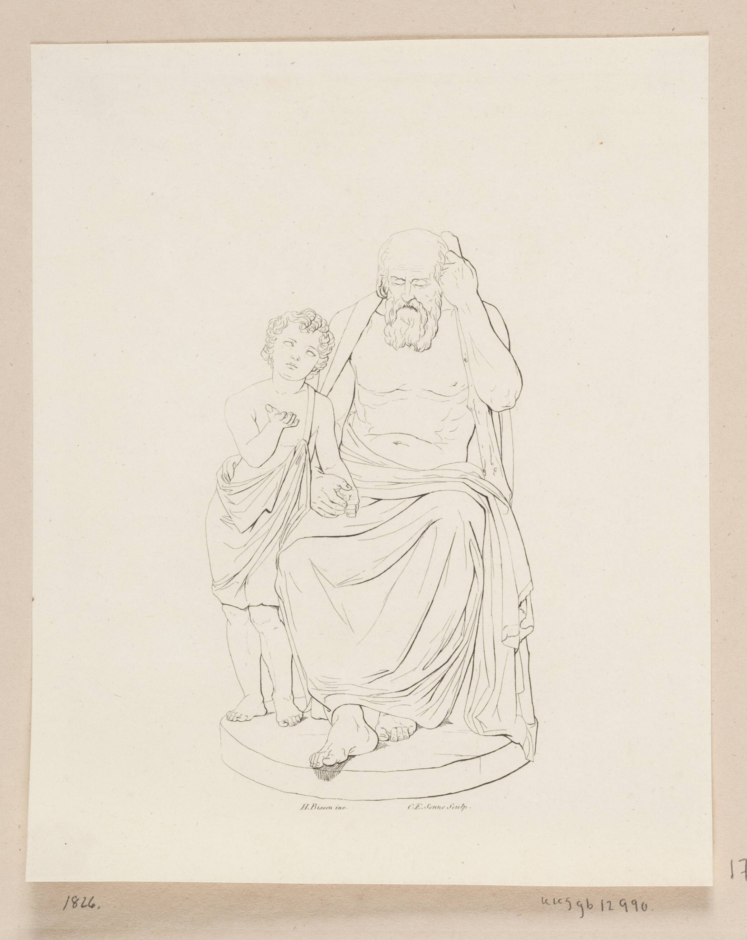 Gammel blind mand og lille dreng, Edvard Sonne, 1826