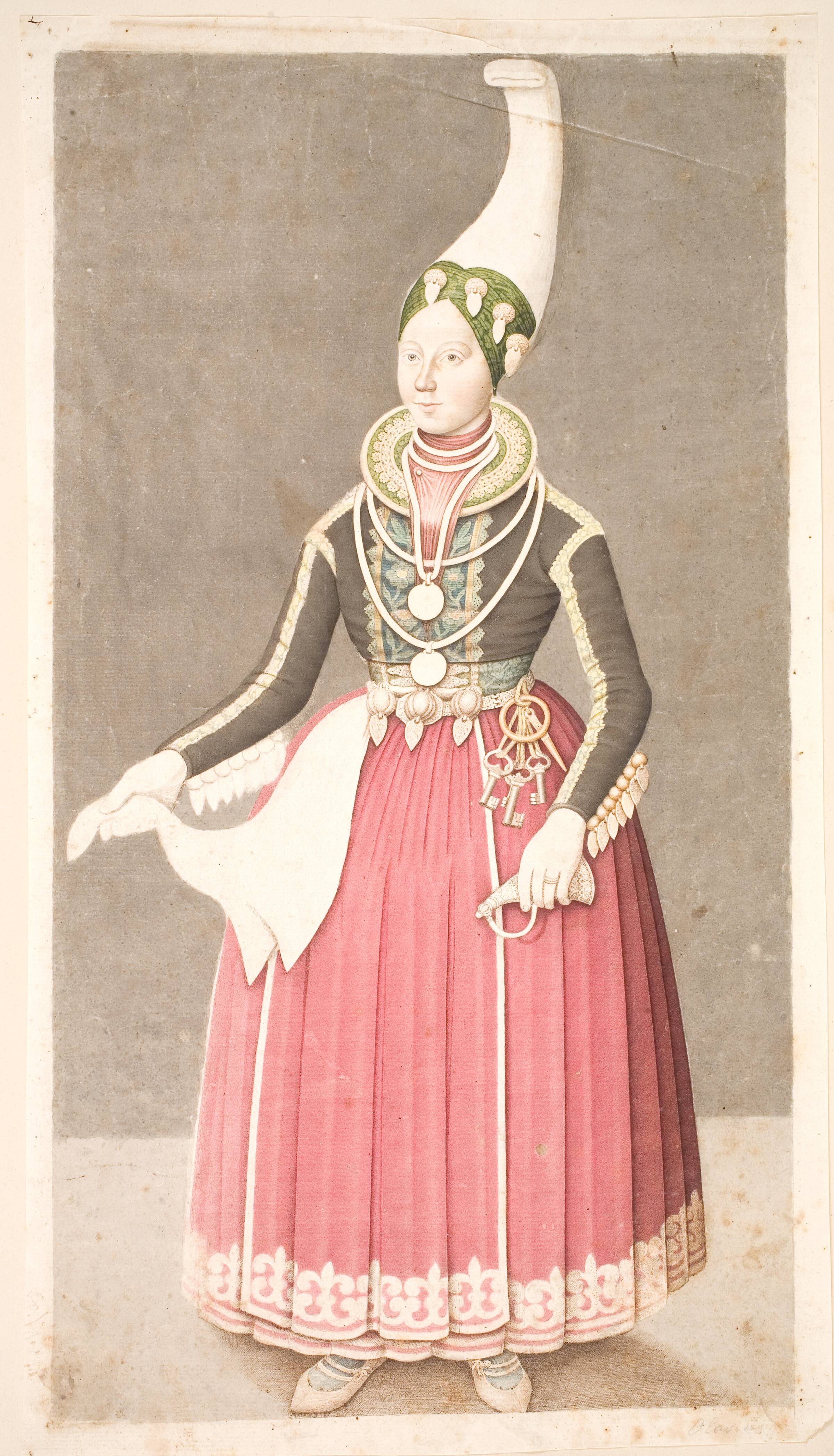Kvinde iført islandsk bondedragt, Ólafsson (Olavius) d.y., Jón, 1760