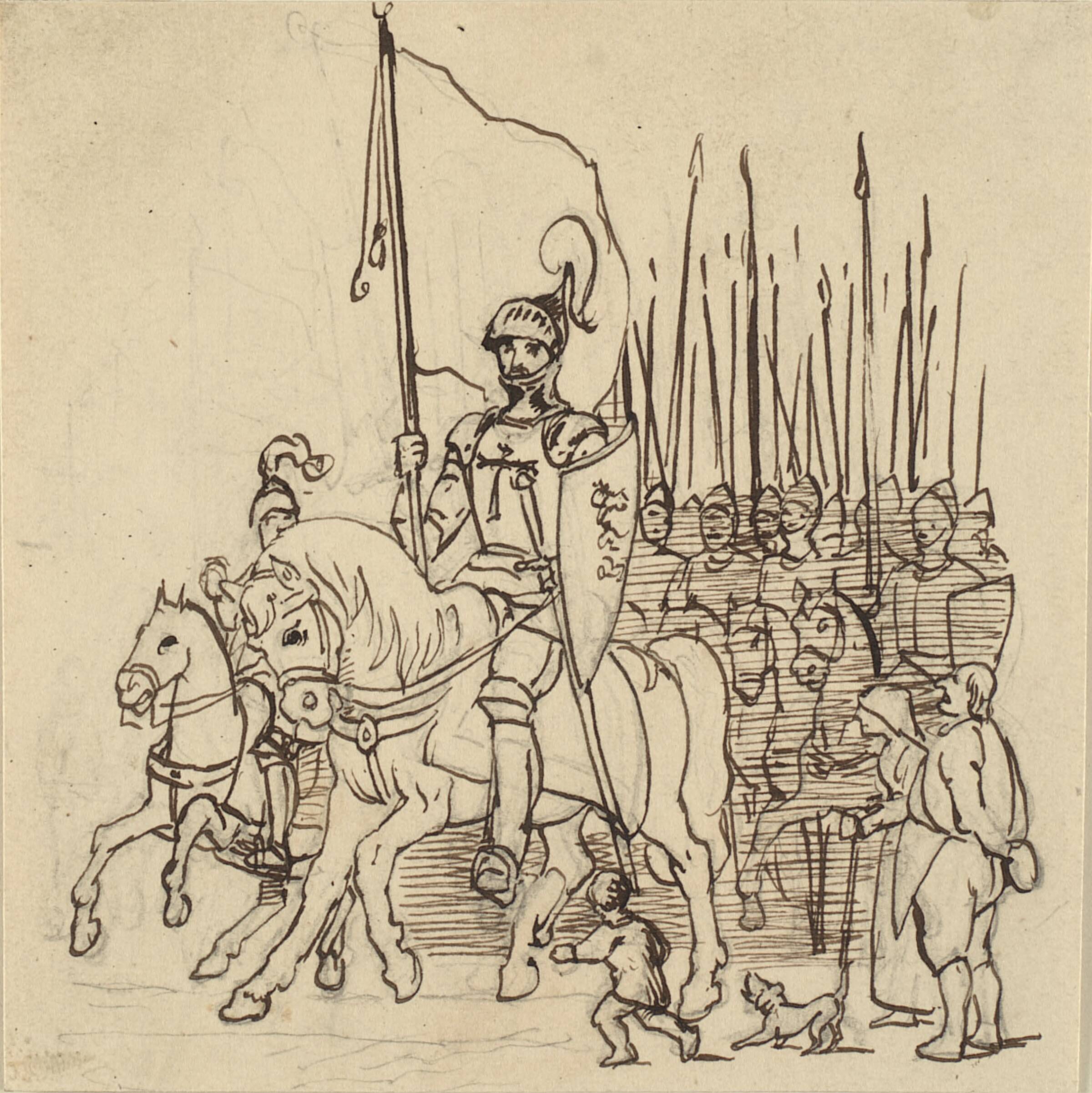 Holger Danske i spidsen for sine ryttere, Wilhelm Marstrand, 1810-1873