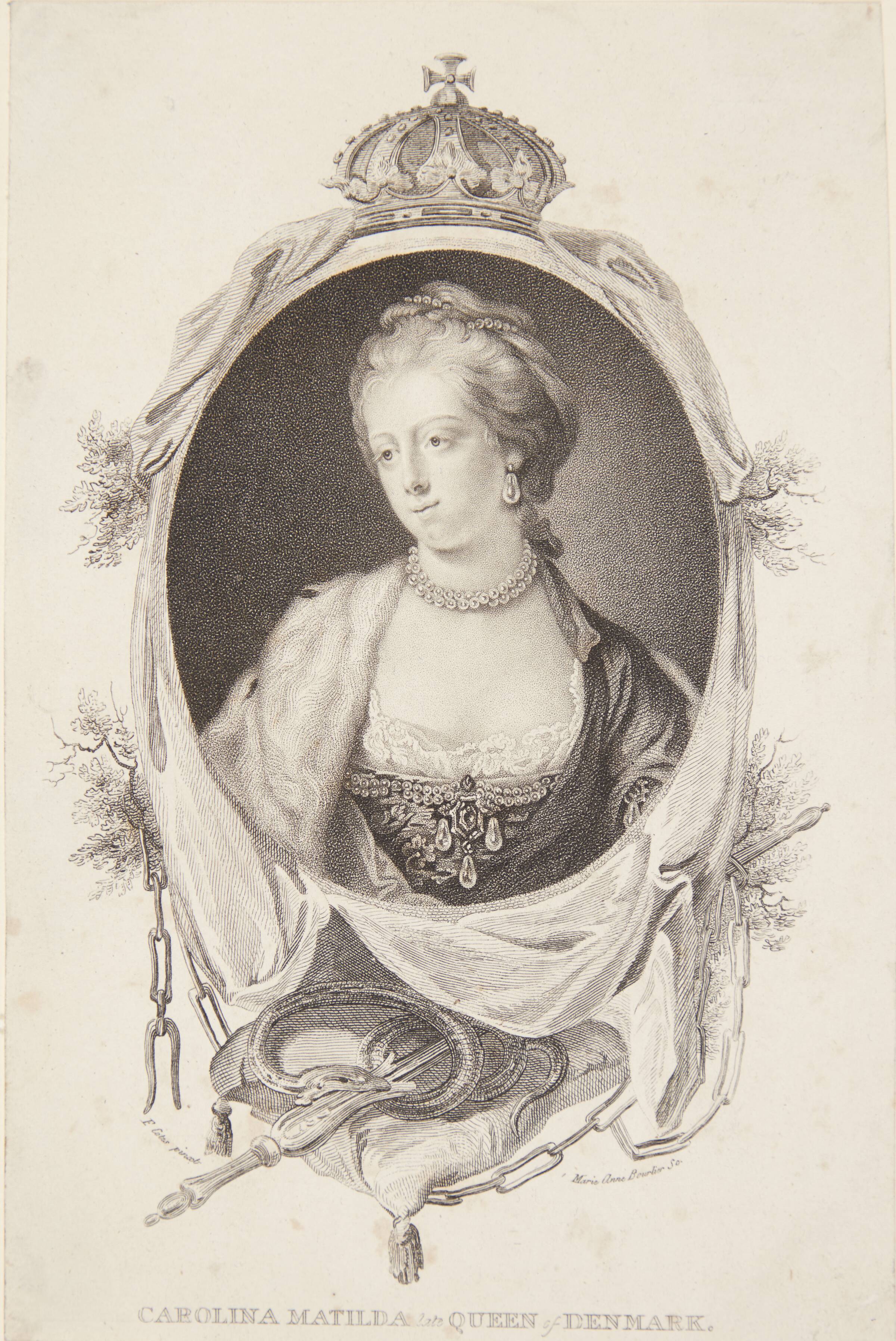 Portræt af Caroline Mathilde, Marie Anne Bourlier, 1808