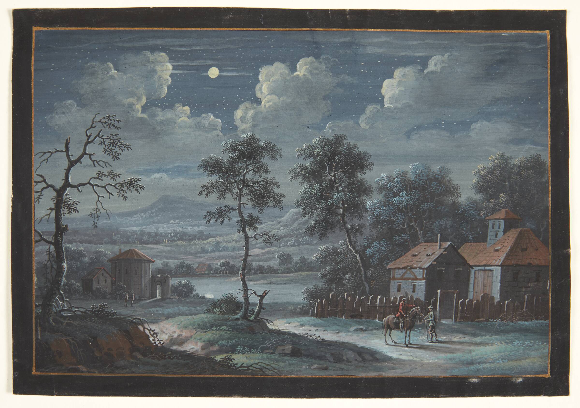 Et sydlandsk landskab i fuldmåne, Barbara Dietzsch, 1700-1799