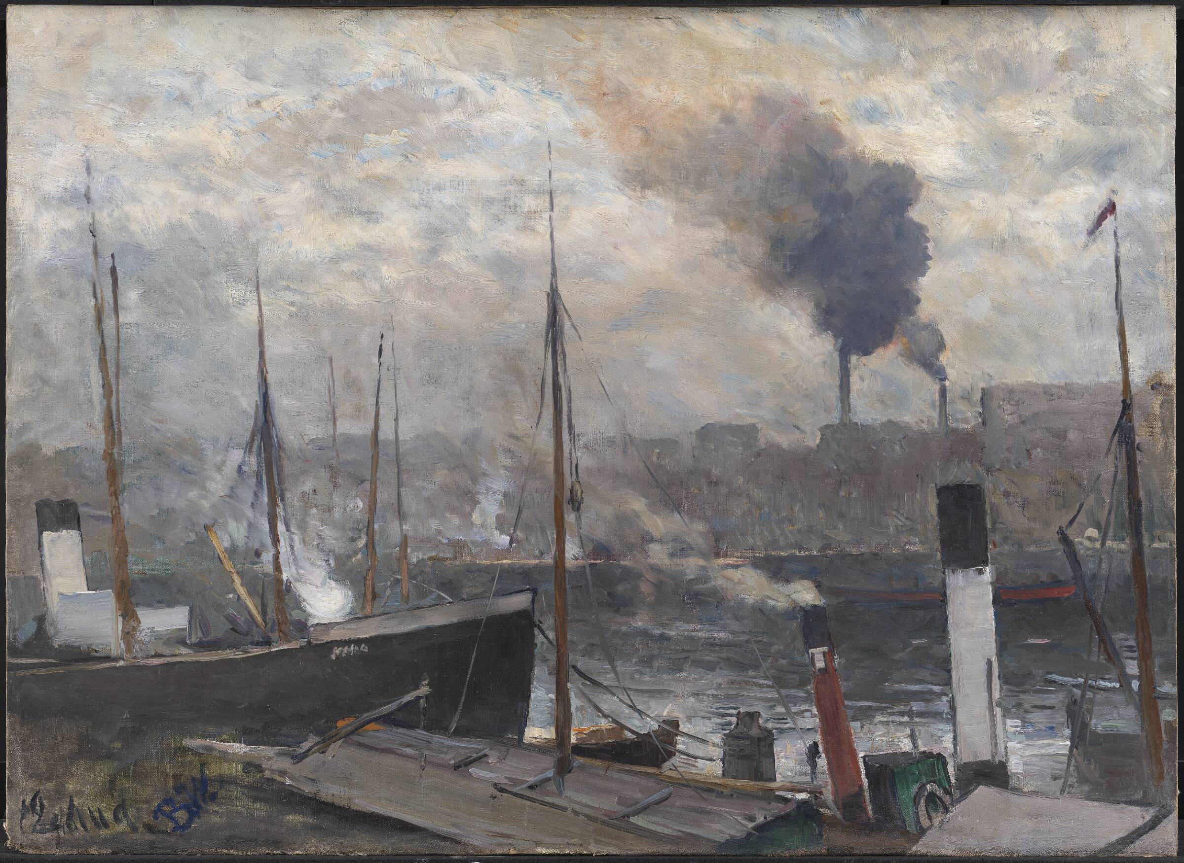 Parti fra en havn i Paris, Bertha Wegmann, 1886