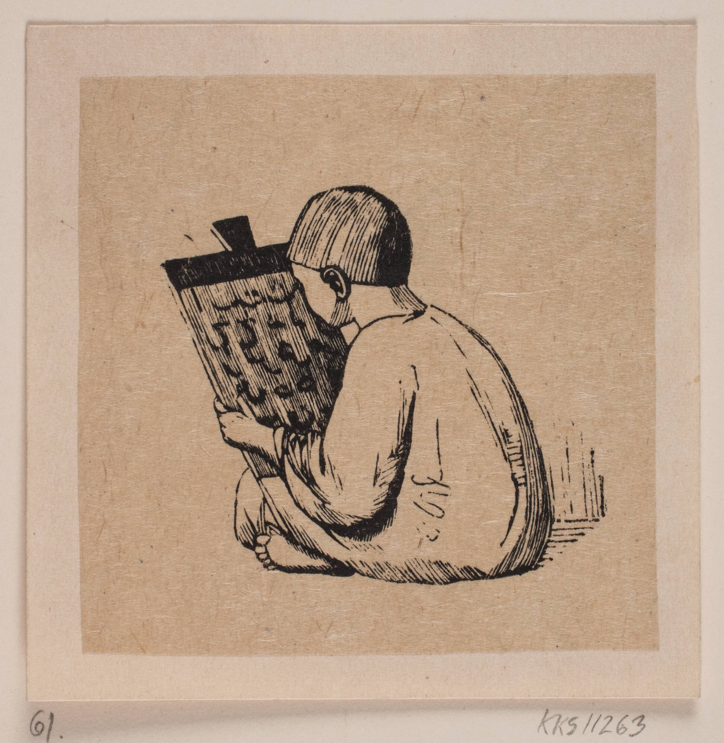 En tyrkisk (?) dreng med en skrifttavle, Andreas Flinch, 1813-1872