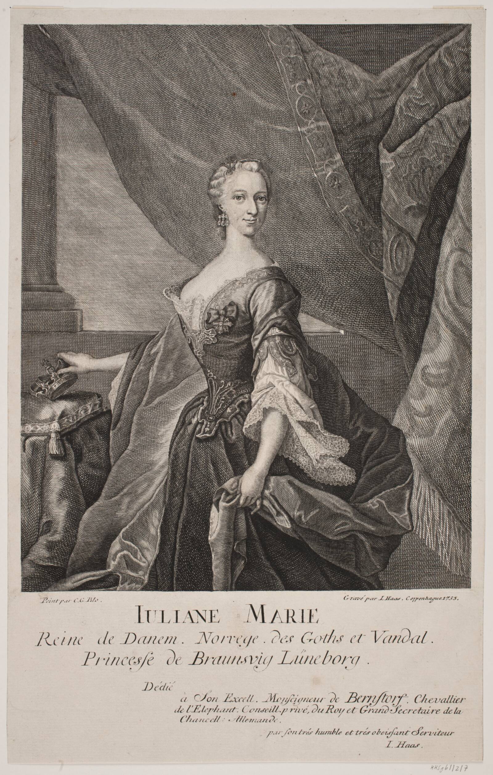Dronning Juliane Marie, Jonas Haas, 1753