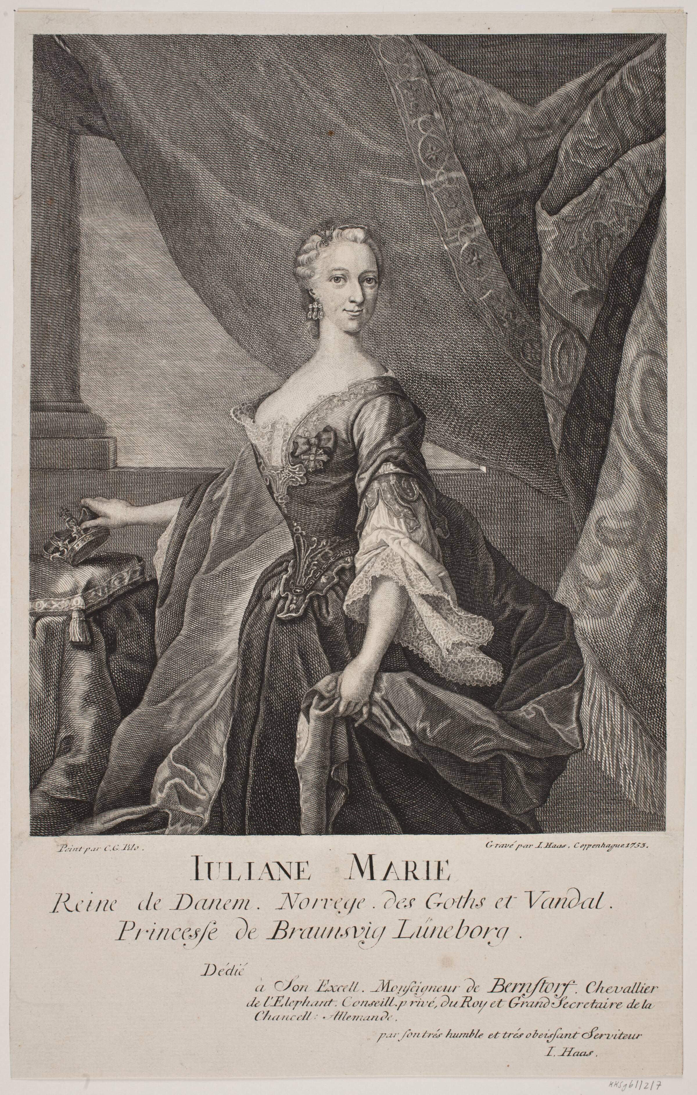 Dronning Juliane Marie, Jonas Haas, 1753