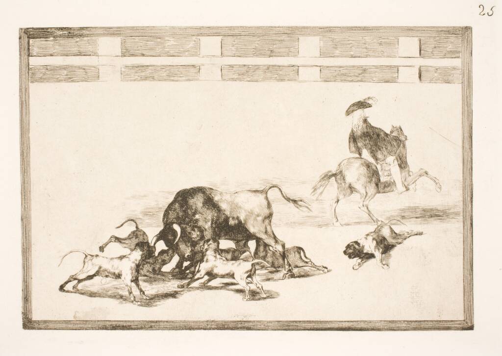 De pudser hundene på tyren, Francisco de Goya, 1815-1816