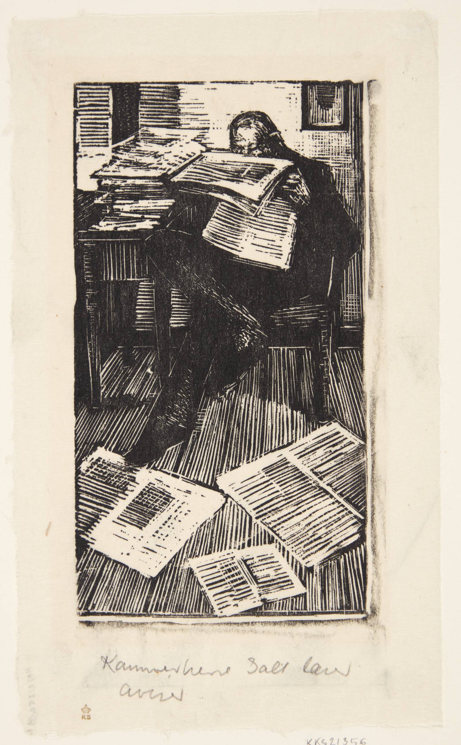 Kammerherre Galt læser aviser, Jane Muus, 1954