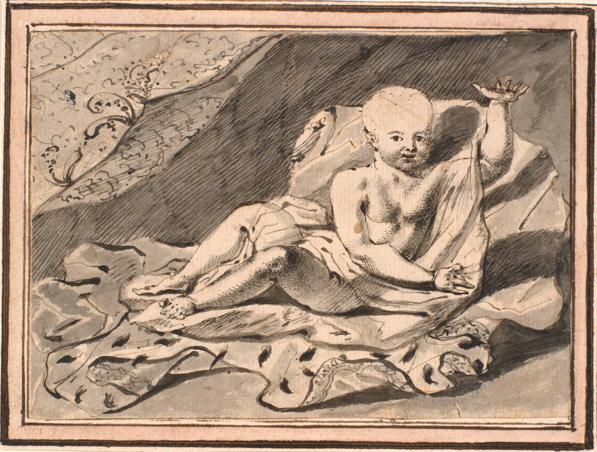 Putti, liggende på hermelinskåbe, Jürgen Ovens, 1600-1699