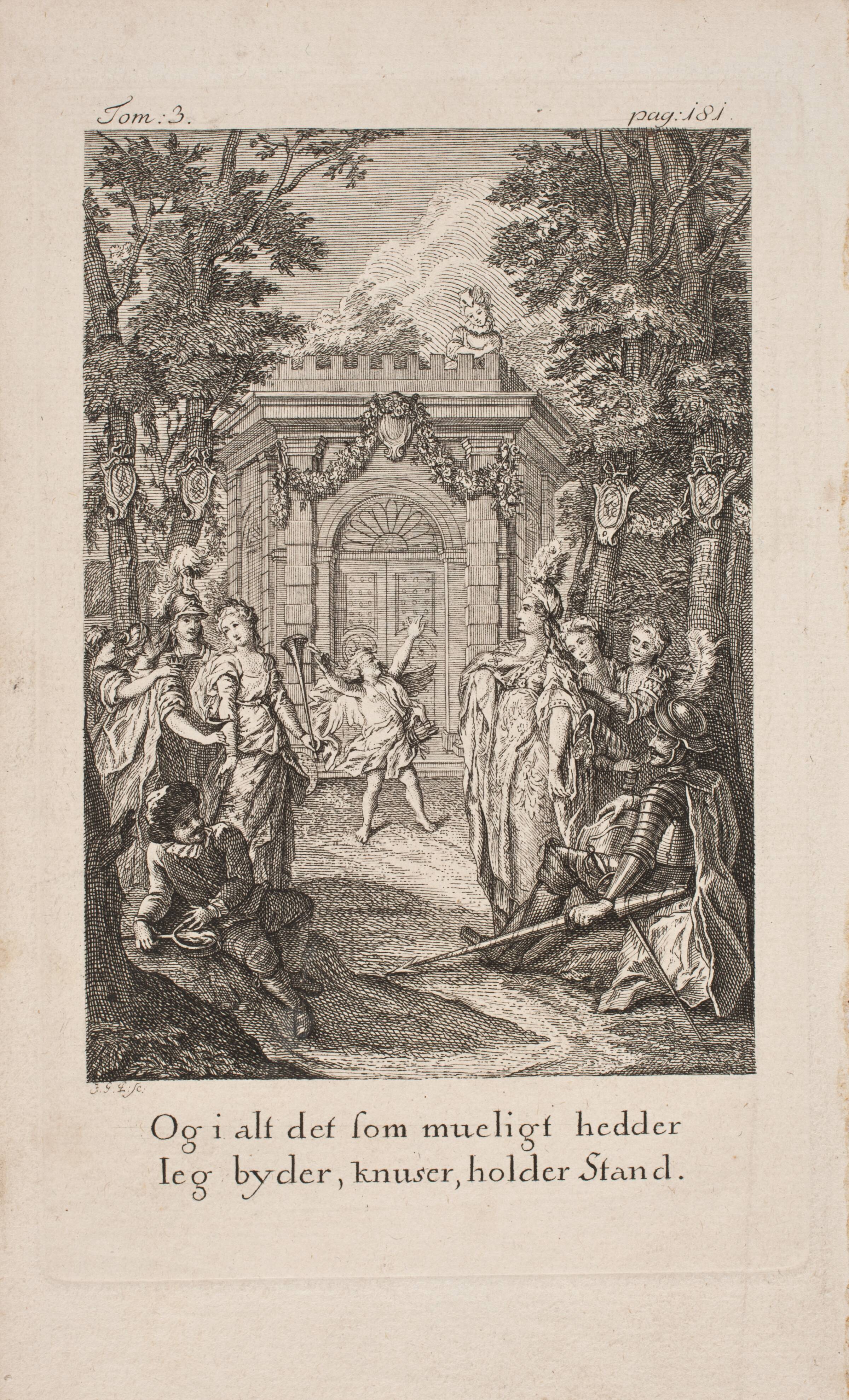 Illustration til Cervantes "Don Quijote", bind 3, p. 181, J.G. Preisler, 1776-1777