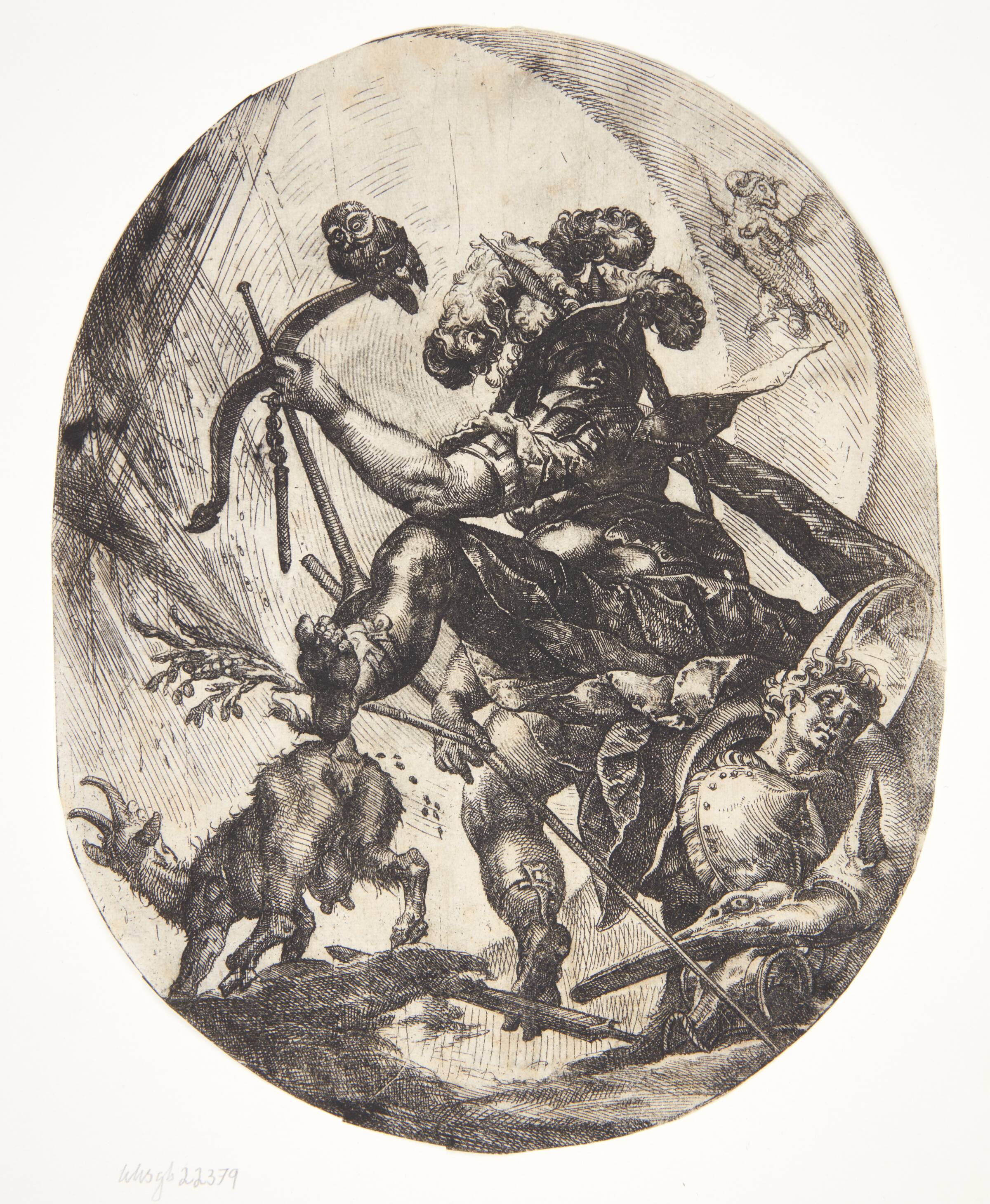 Løbende kriger med bue og trompet, Philipp Uffenbach, 1585-1640